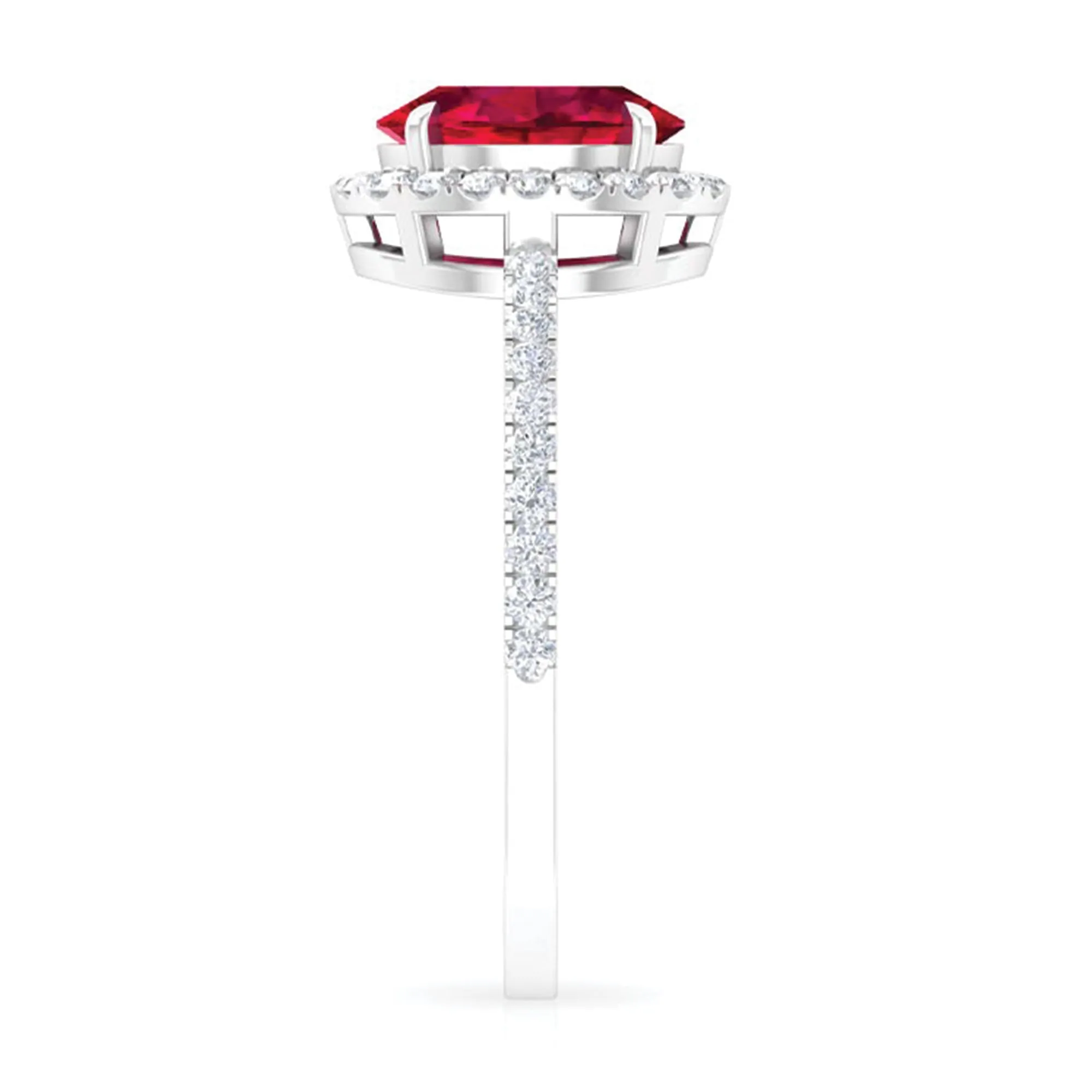 2 CT Oval Cut Ruby Cocktail Engagement Ring with Diamond Accent