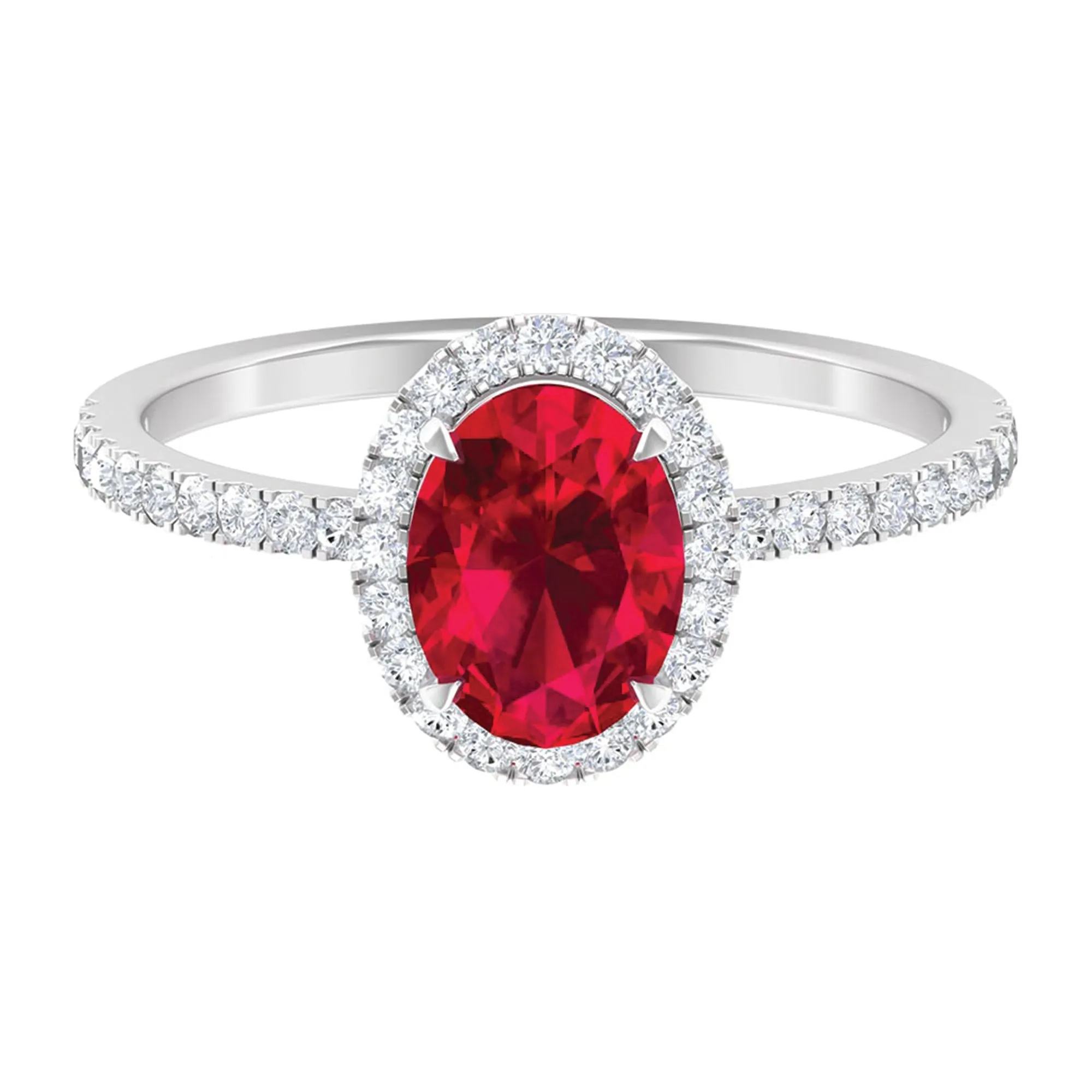 2 CT Oval Cut Ruby Cocktail Engagement Ring with Diamond Accent