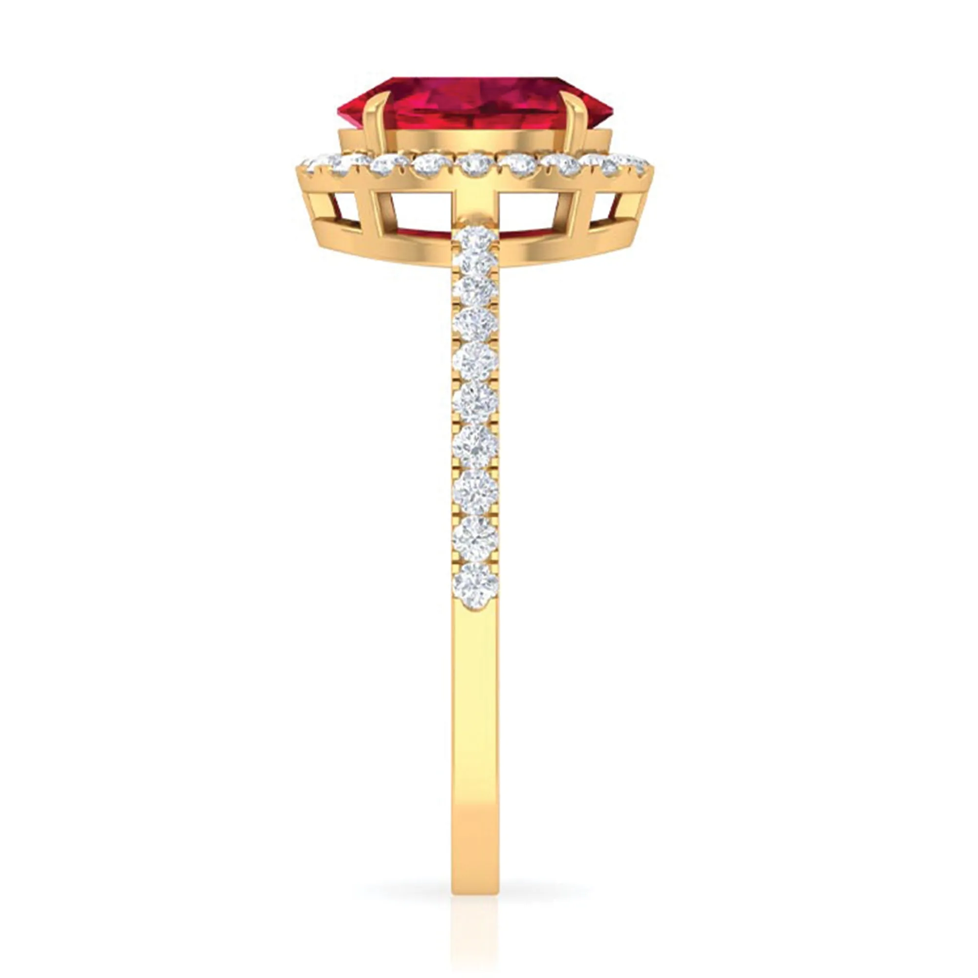 2 CT Oval Cut Ruby Cocktail Engagement Ring with Diamond Accent