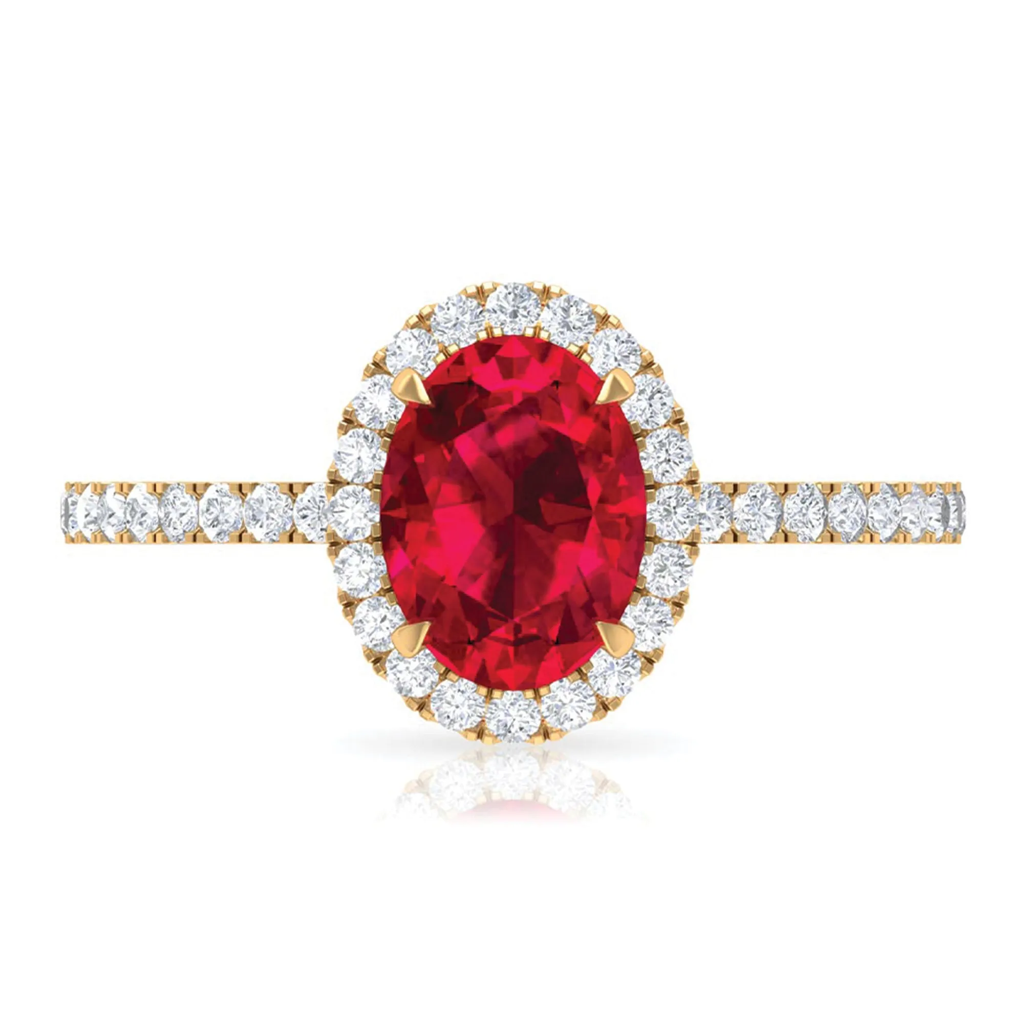 2 CT Oval Cut Ruby Cocktail Engagement Ring with Diamond Accent