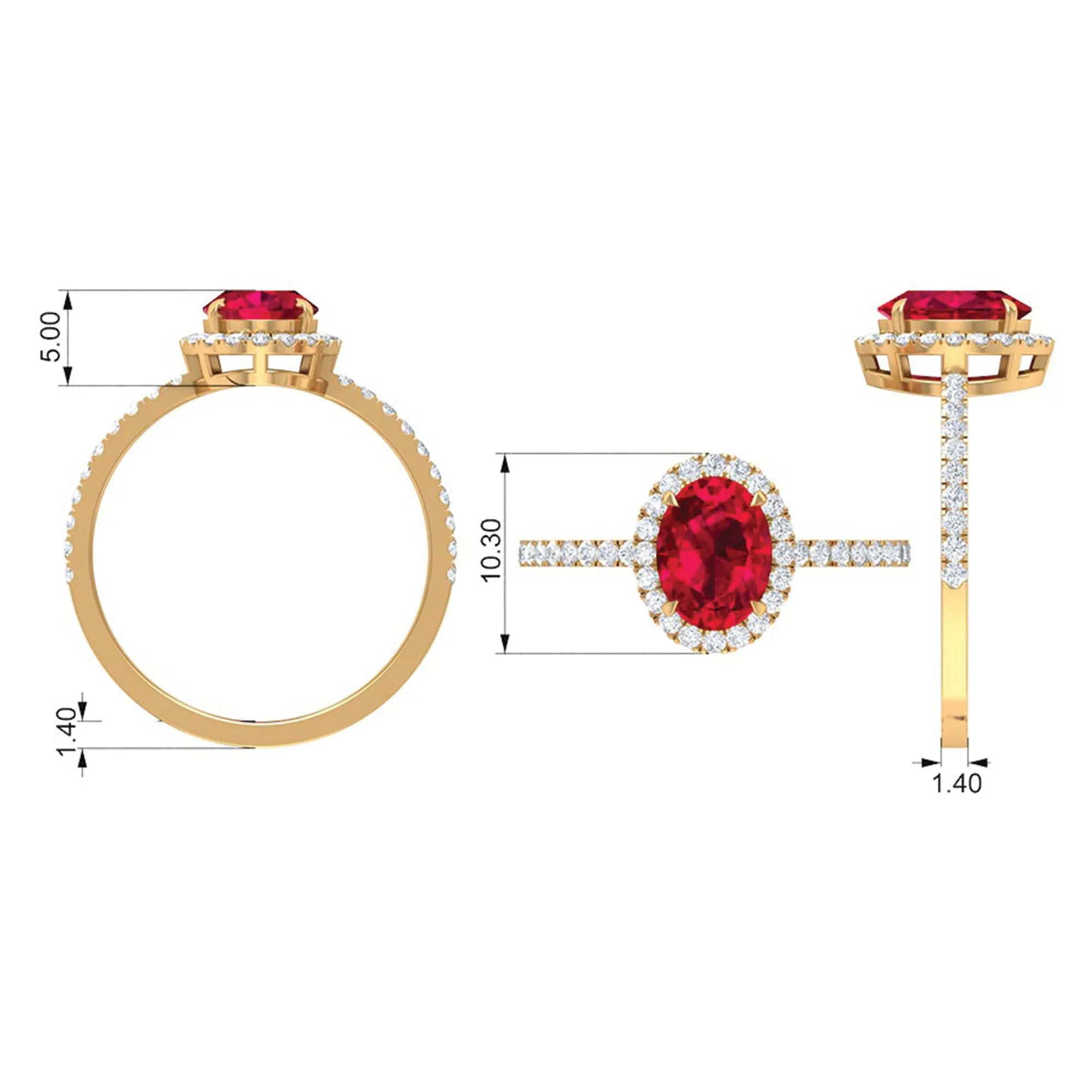 2 CT Oval Cut Ruby Cocktail Engagement Ring with Diamond Accent