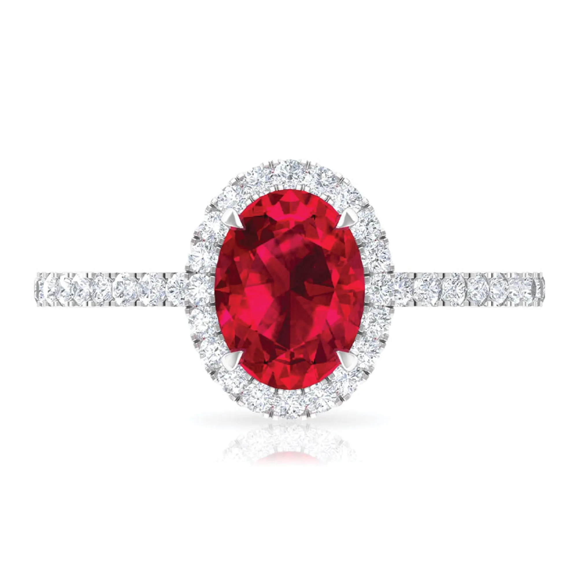 2 CT Oval Cut Ruby Cocktail Engagement Ring with Diamond Accent