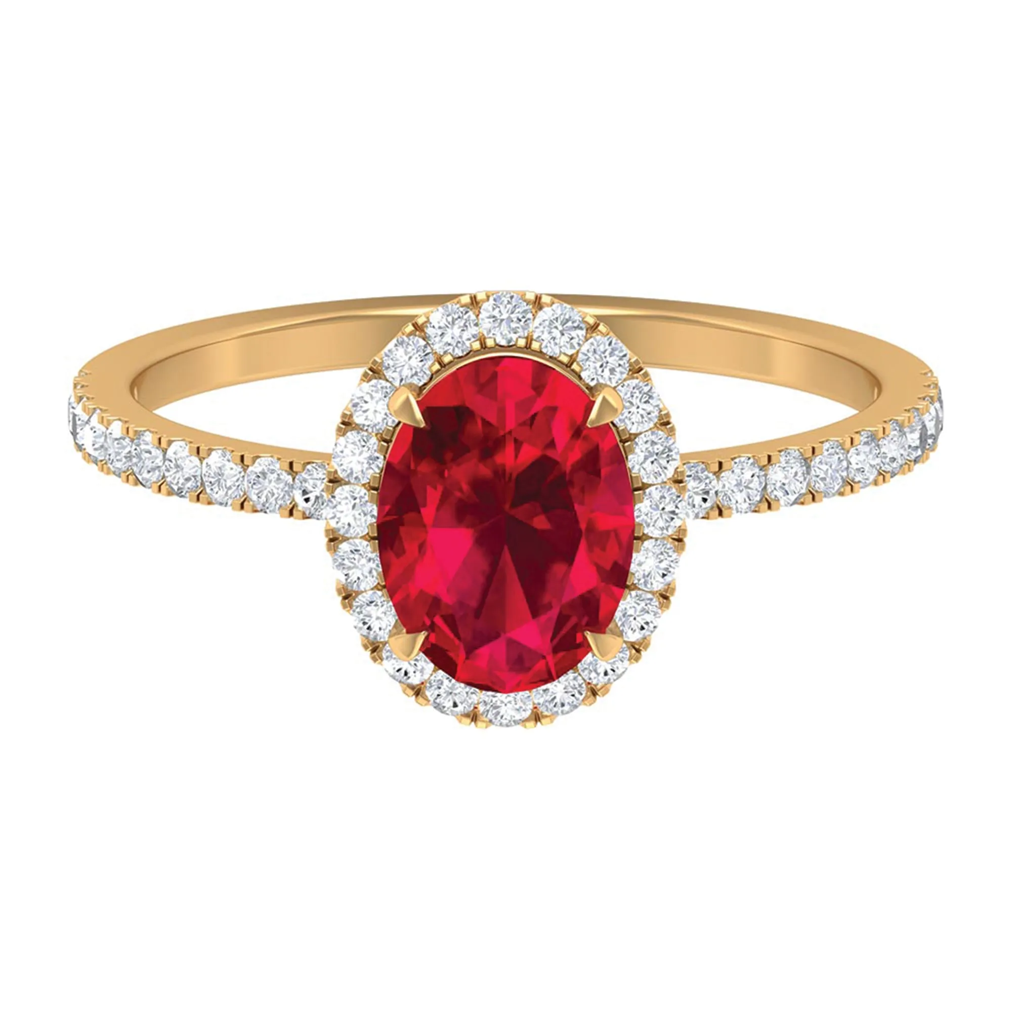 2 CT Oval Cut Ruby Cocktail Engagement Ring with Diamond Accent