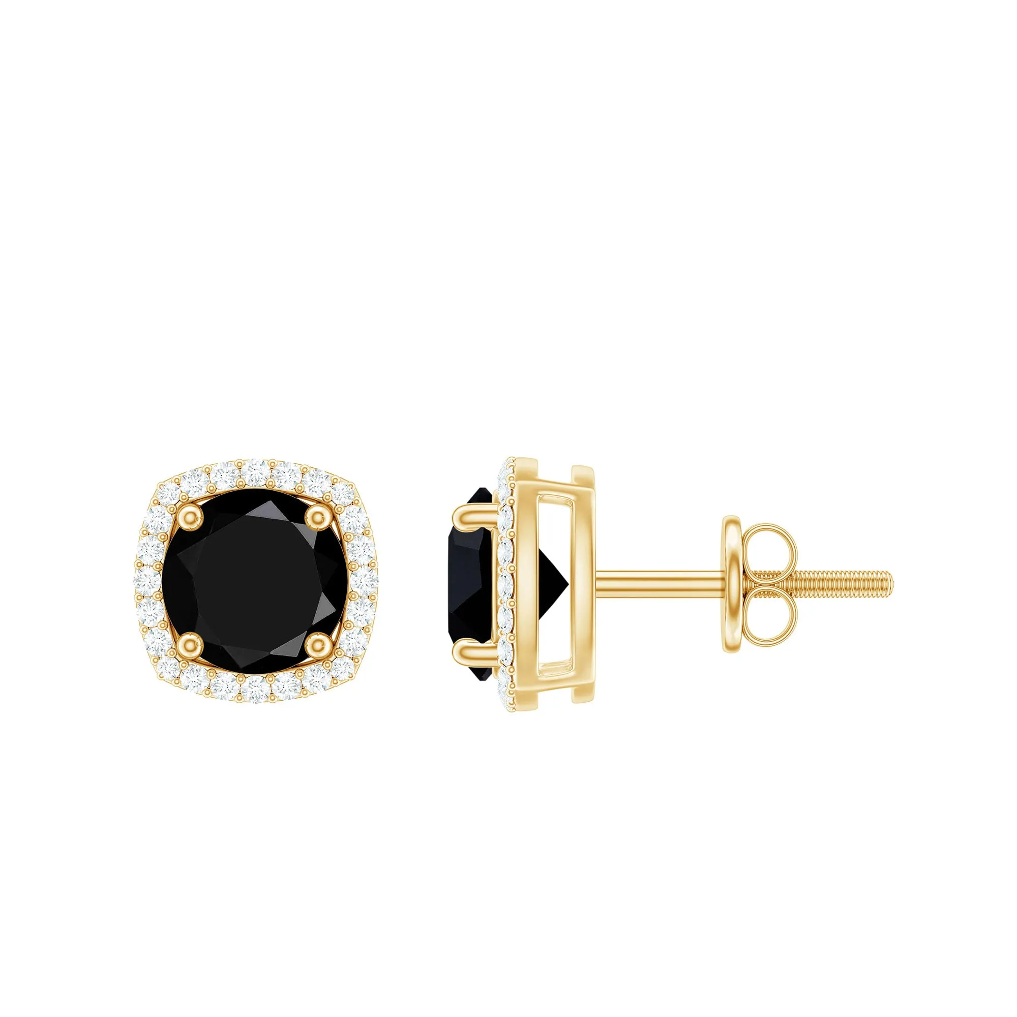 3 CT Created Black Diamond Cocktail Stud Earrings with Diamond Halo