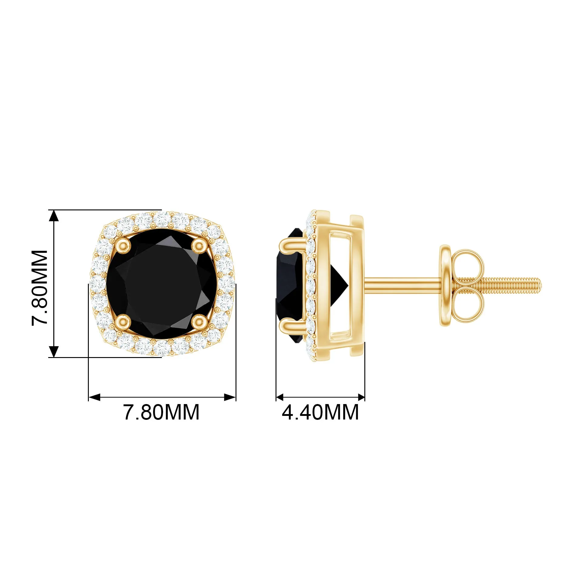 3 CT Created Black Diamond Cocktail Stud Earrings with Diamond Halo