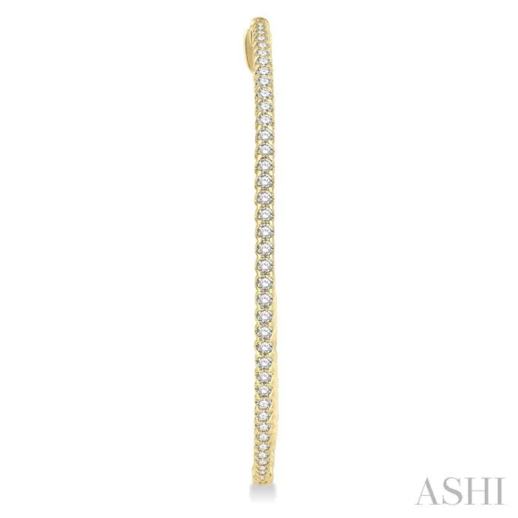 3.00 ctw Inside-Out Round Cut Diamond 2-Inch Hoop Earrings in 14K Yellow Gold