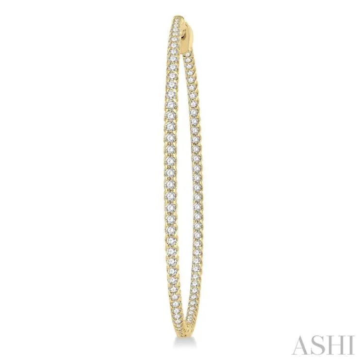 3.00 ctw Inside-Out Round Cut Diamond 2-Inch Hoop Earrings in 14K Yellow Gold