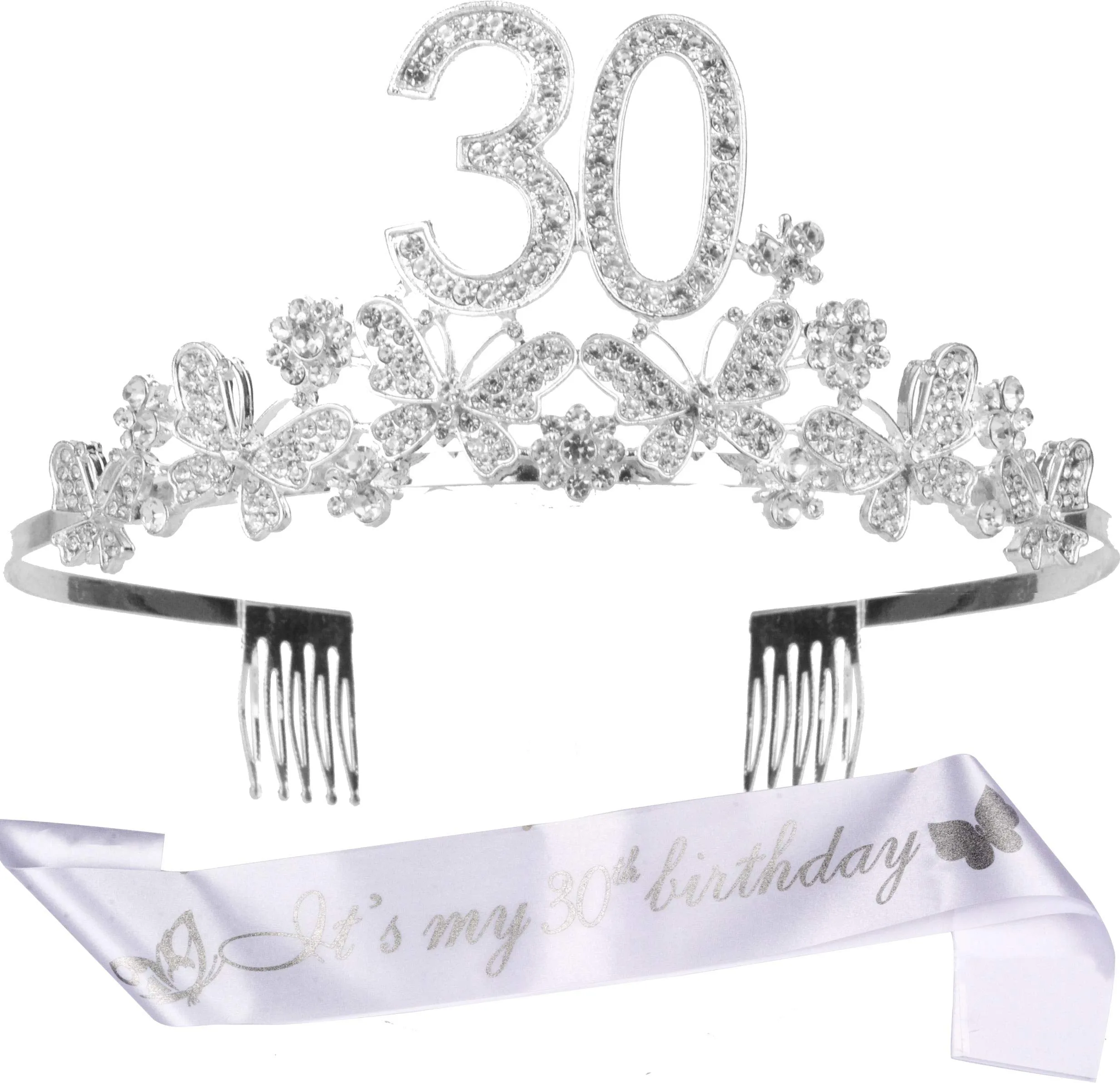 30th Birthday Gifts for Women, 30th Birthday Tiara and Sash, Its My 30th Birthday Sash