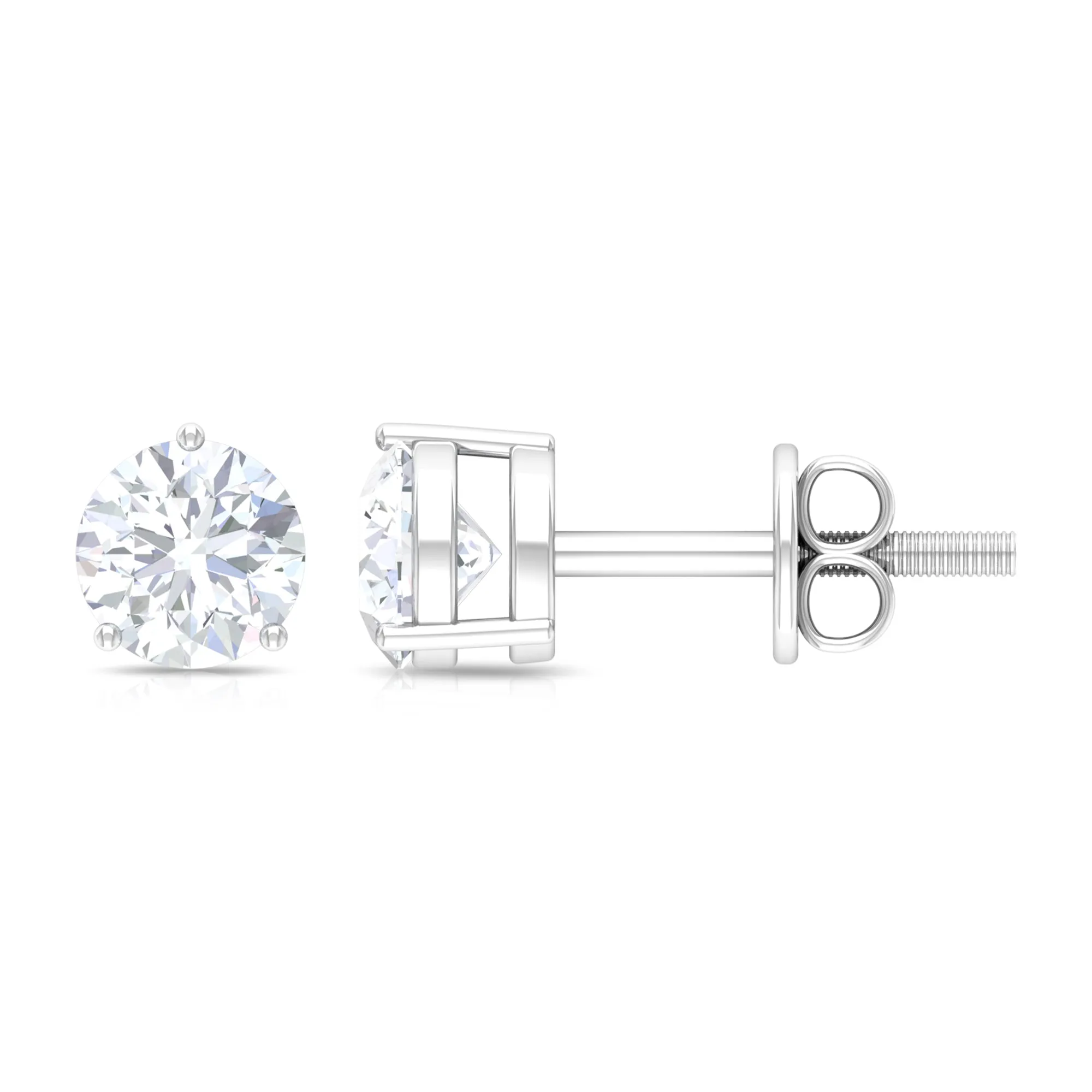 3/4 CT Certified Zircon Gold Solitaire Stud Earrings