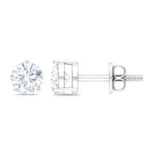 3/4 CT Certified Zircon Gold Solitaire Stud Earrings