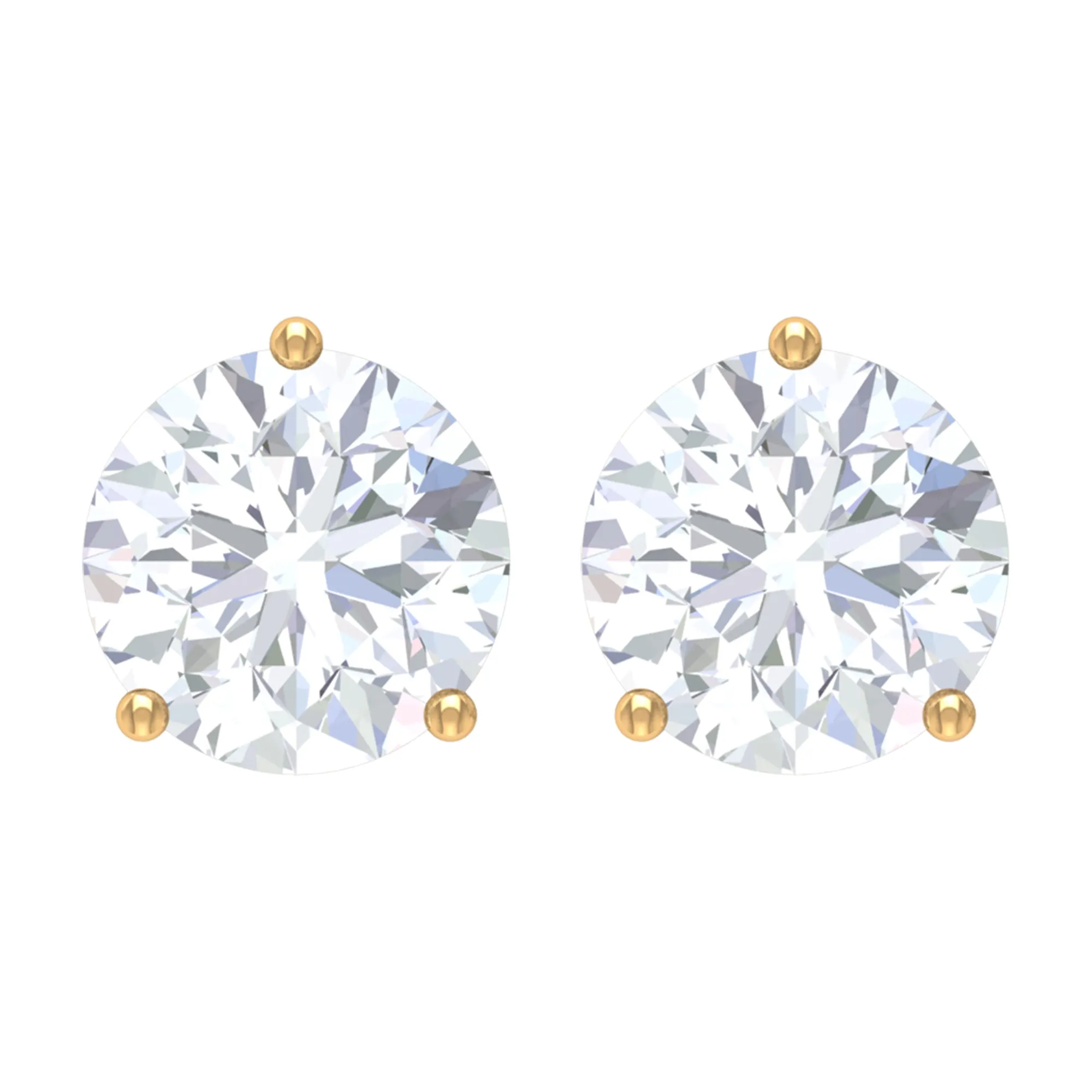 3/4 CT Certified Zircon Gold Solitaire Stud Earrings