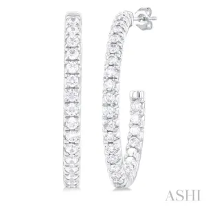 3/4 Ctw French Pave Set Round Cut Diamond Fashion Half Hoop Earring in 14K White Gold 3/4 Ctw French Pave Set Round Cut Diamond Fashion Half Hoop Earring in 14K White Gold