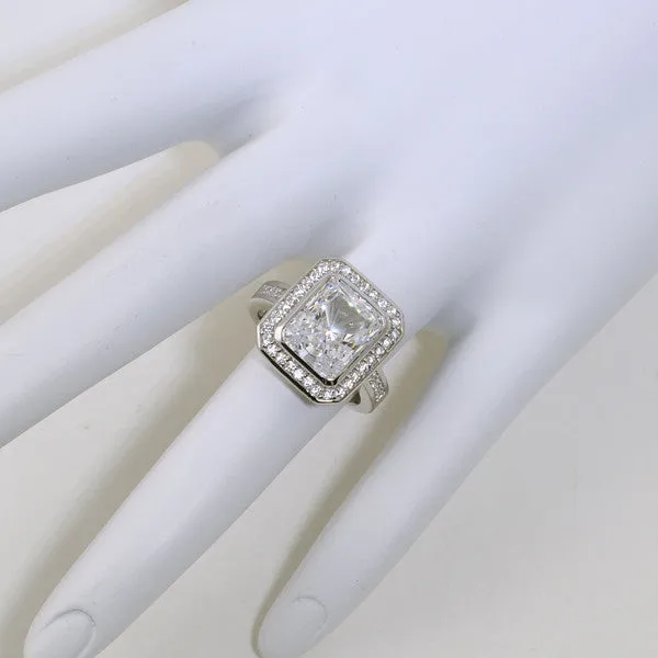 3.45 CTW Rectangular Cushion Cut Halo CZ Ring