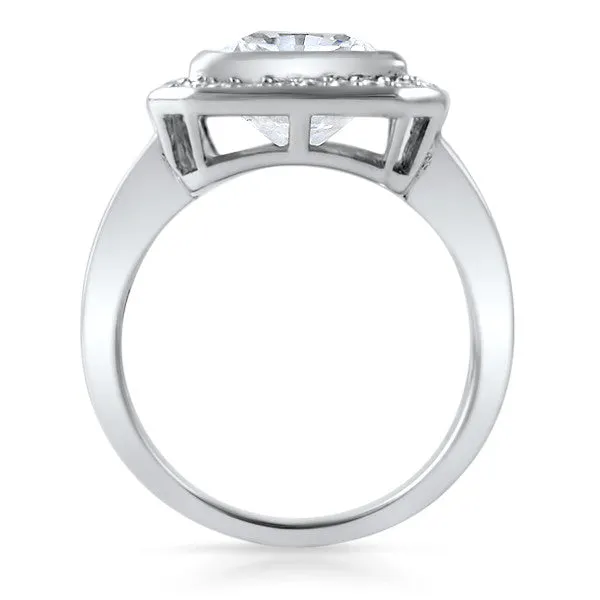 3.45 CTW Rectangular Cushion Cut Halo CZ Ring