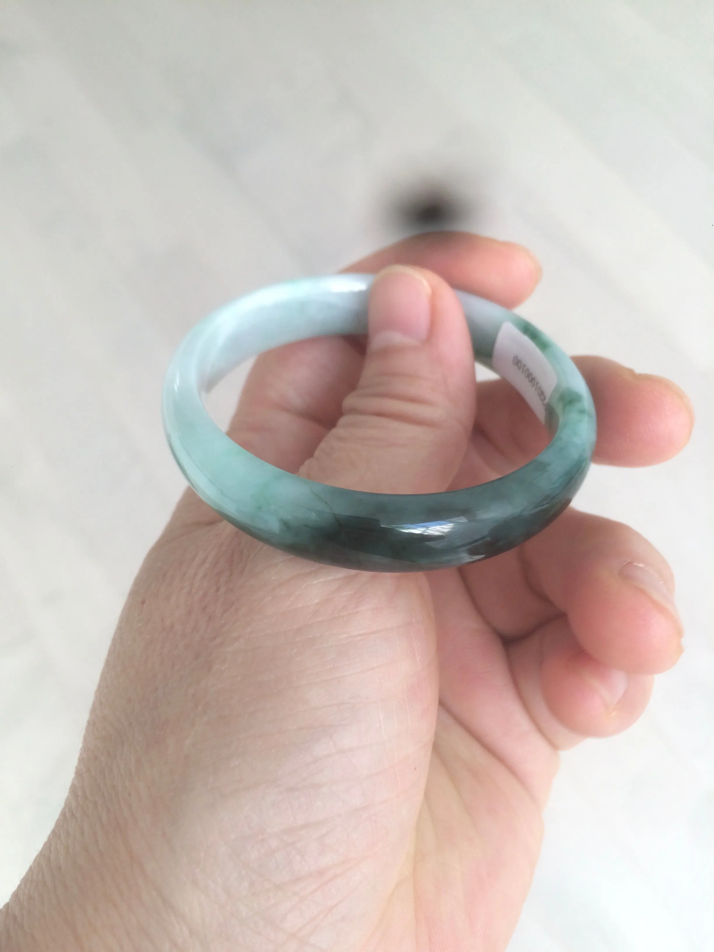 46.7mm Certified Type A 100% Natural sunny green/dark green/purple Jadeite Jade bangle AX6-0100