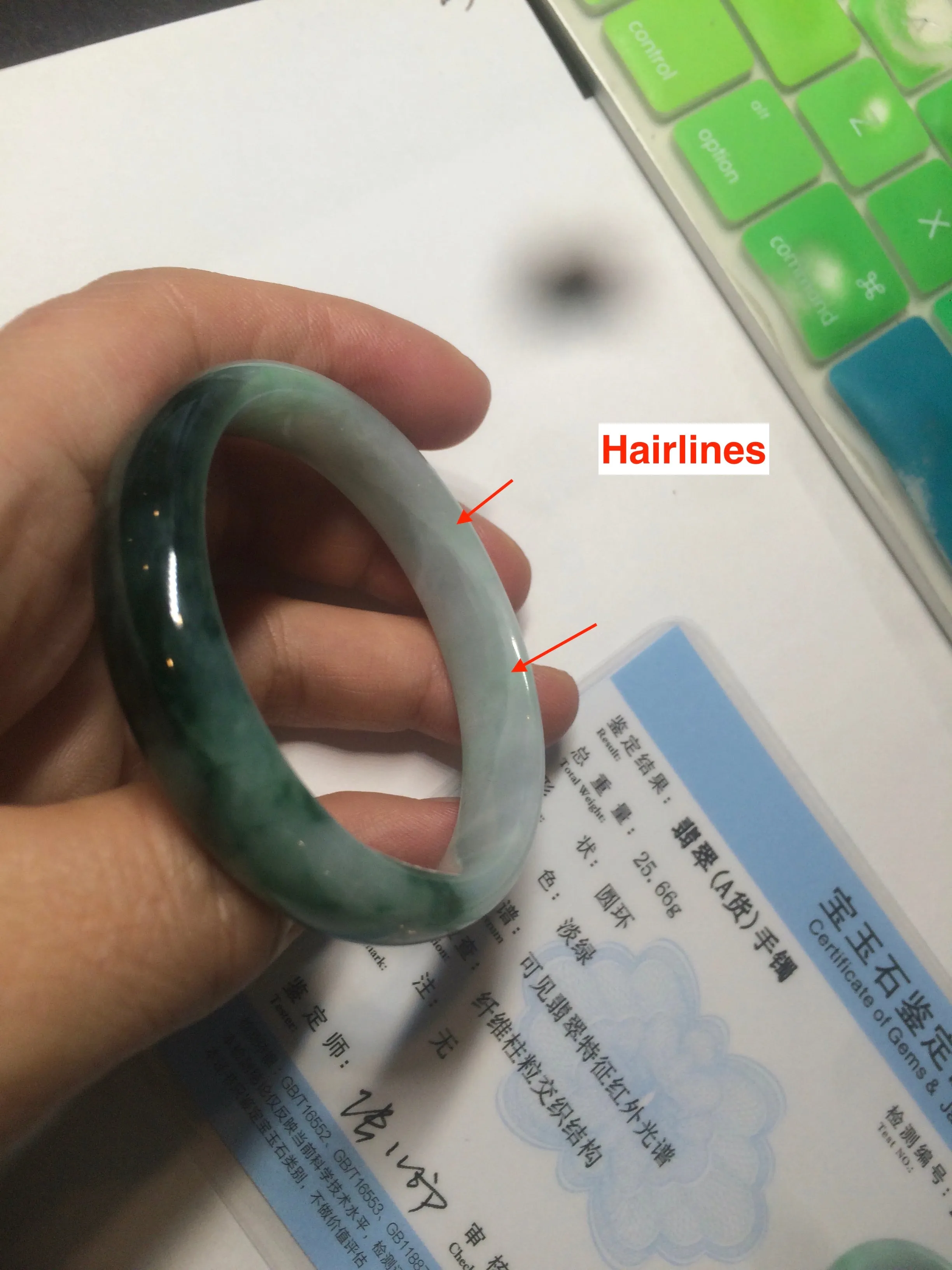 46.7mm Certified Type A 100% Natural sunny green/dark green/purple Jadeite Jade bangle AX6-0100