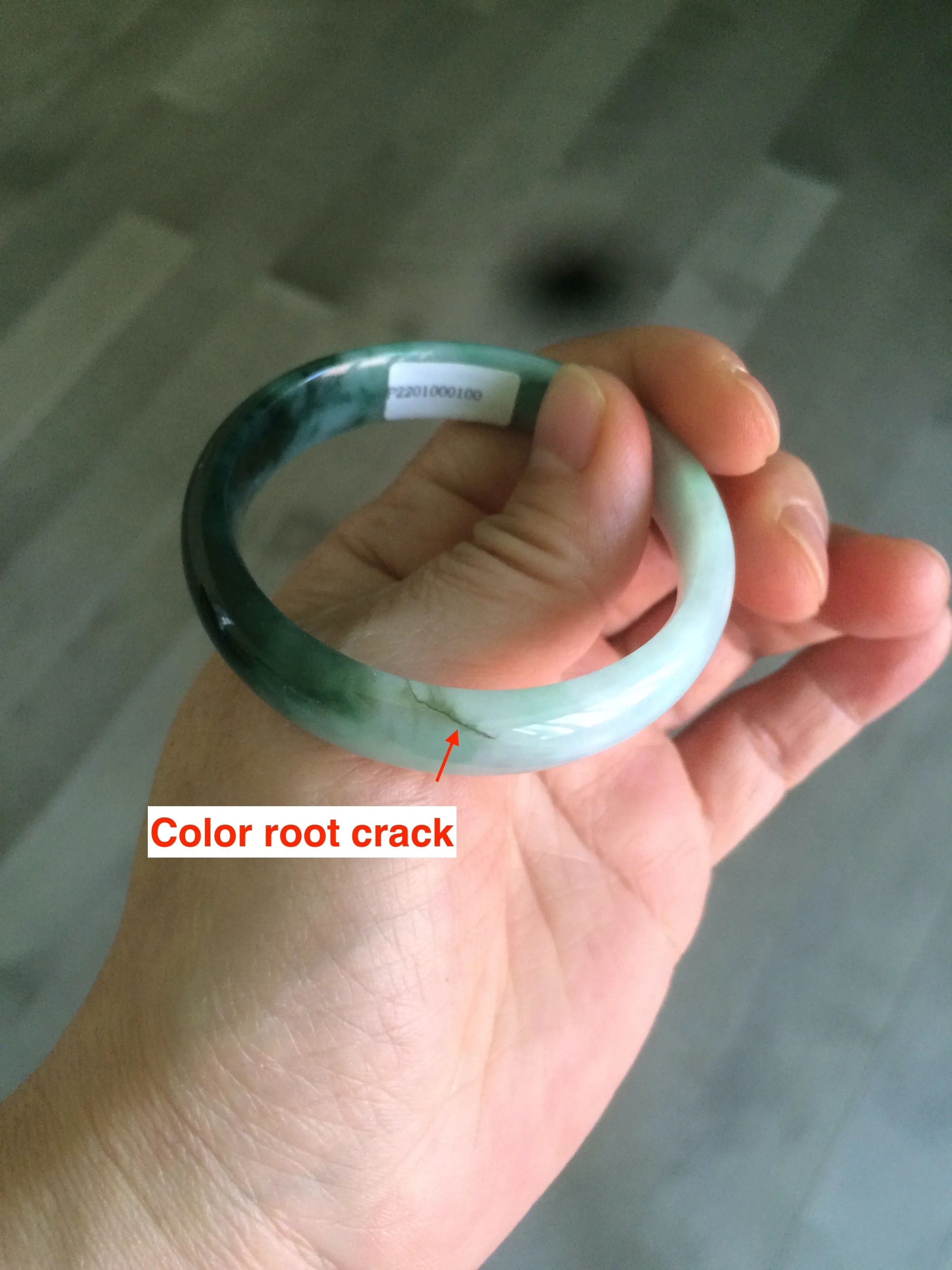 46.7mm Certified Type A 100% Natural sunny green/dark green/purple Jadeite Jade bangle AX6-0100