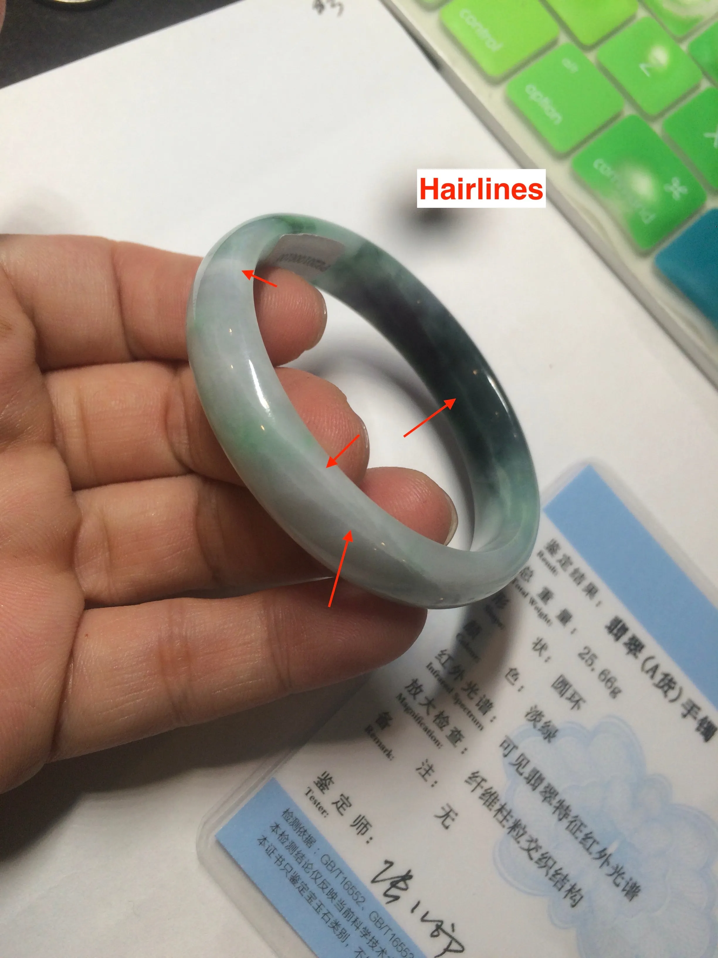 46.7mm Certified Type A 100% Natural sunny green/dark green/purple Jadeite Jade bangle AX6-0100