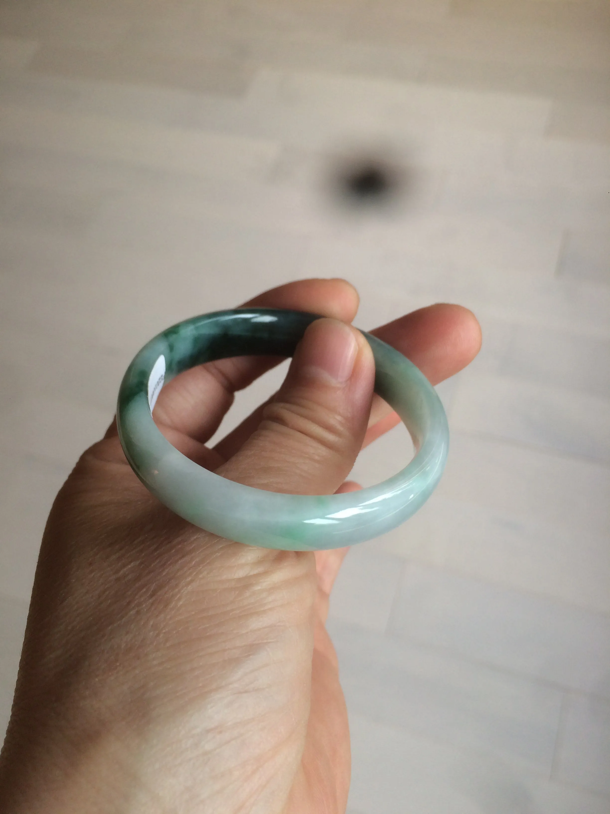 46.7mm Certified Type A 100% Natural sunny green/dark green/purple Jadeite Jade bangle AX6-0100