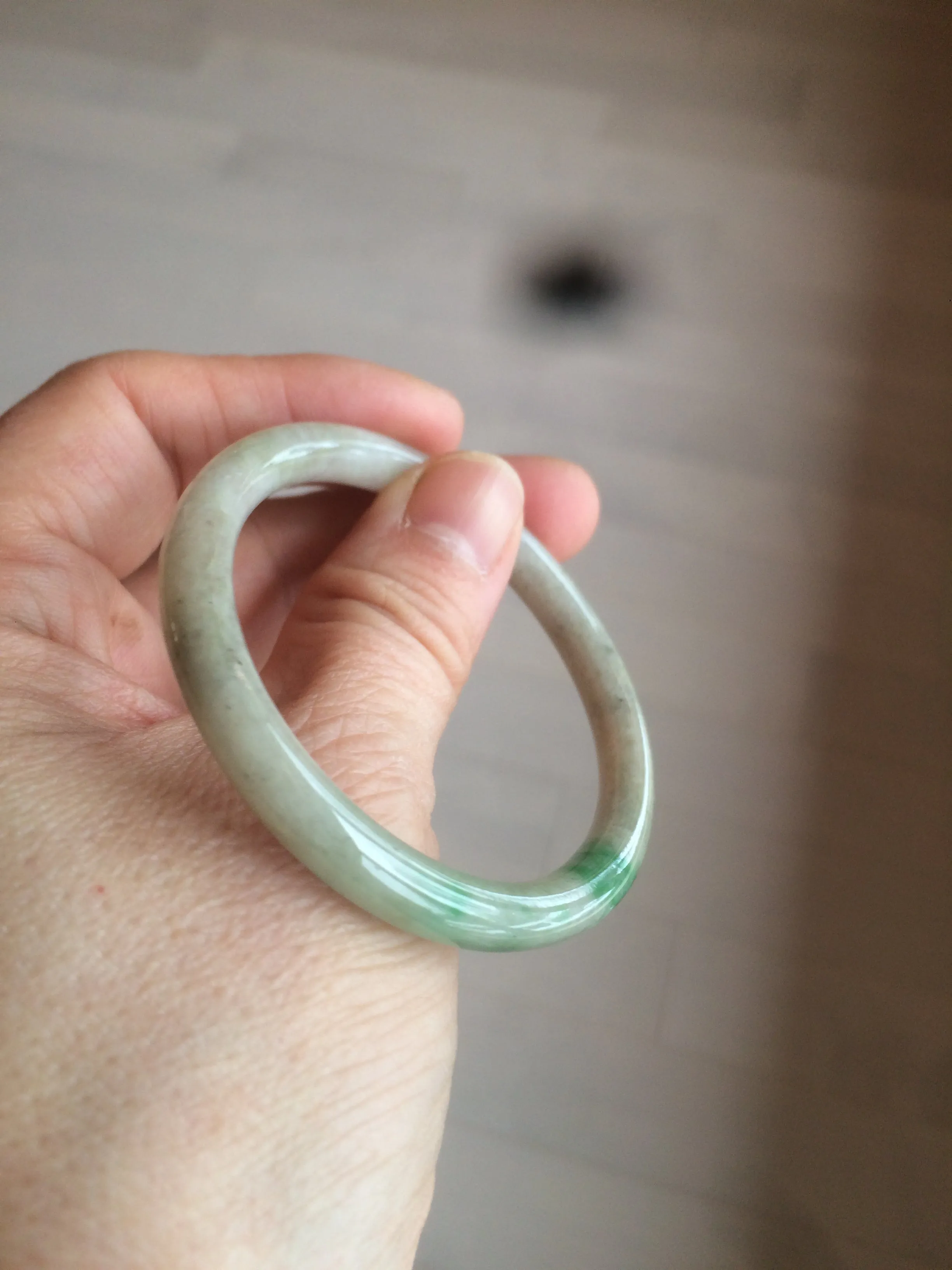 48mm certified Type A 100% Natural sunny green/dark green/gray/black round cut Jadeite Jade bangle am64-6622