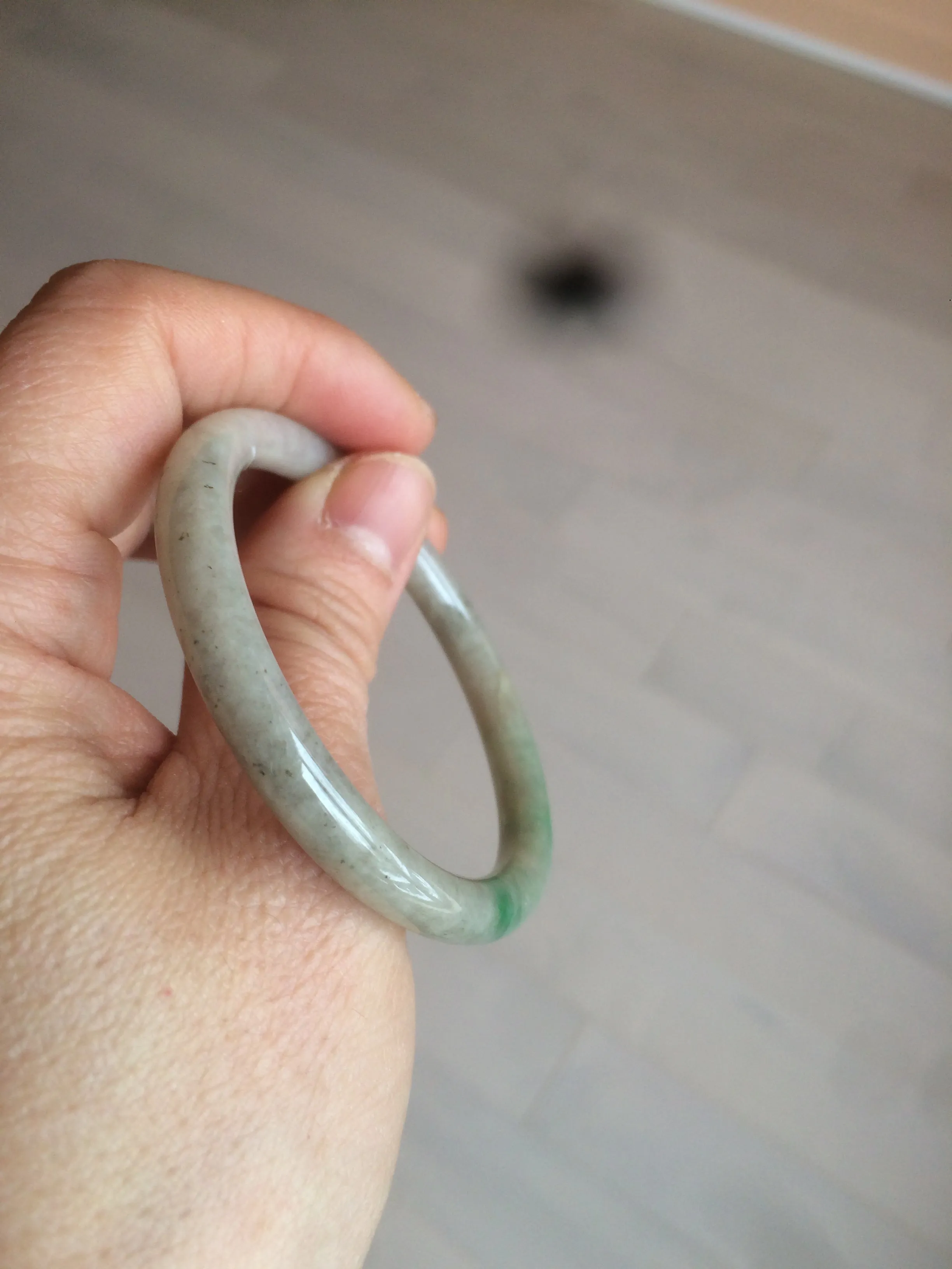 48mm certified Type A 100% Natural sunny green/dark green/gray/black round cut Jadeite Jade bangle am64-6622