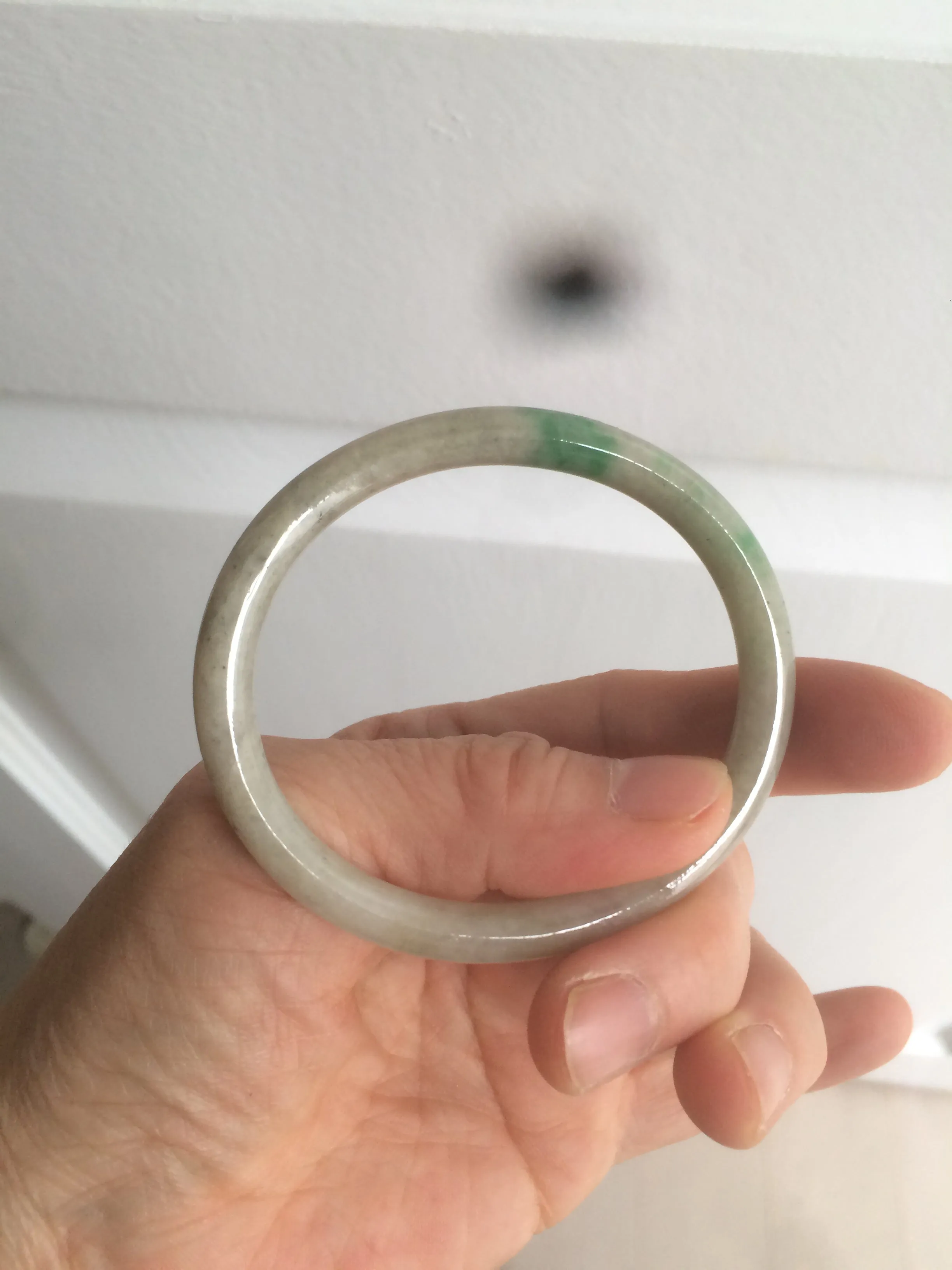 48mm certified Type A 100% Natural sunny green/dark green/gray/black round cut Jadeite Jade bangle am64-6622