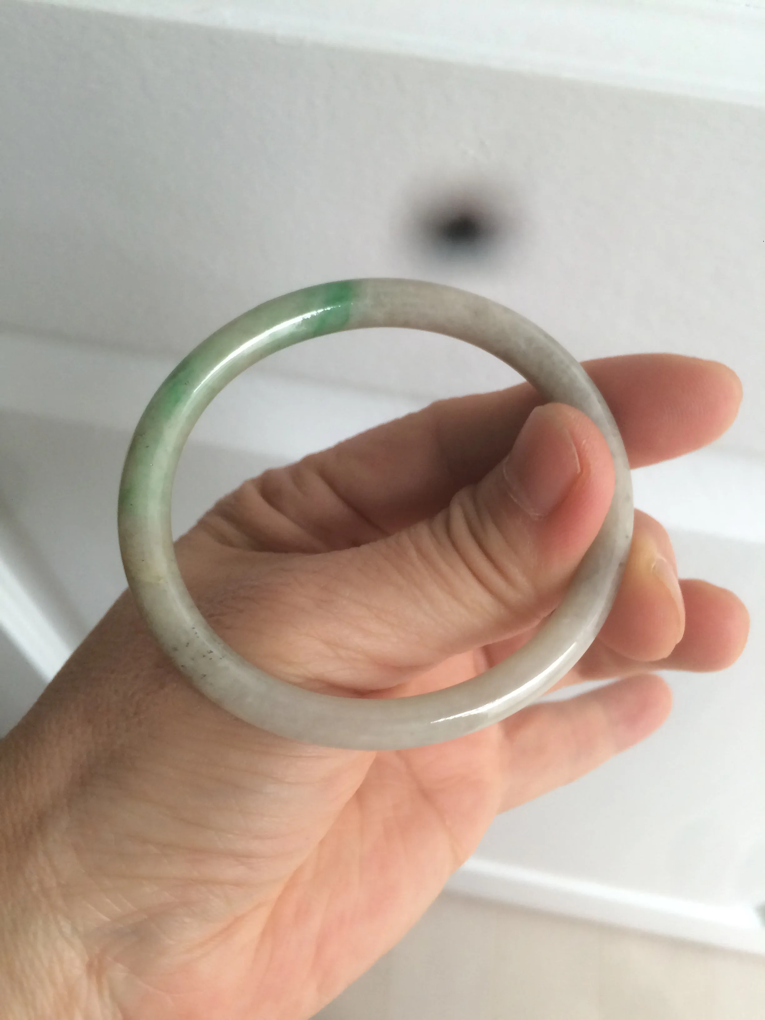 48mm certified Type A 100% Natural sunny green/dark green/gray/black round cut Jadeite Jade bangle am64-6622