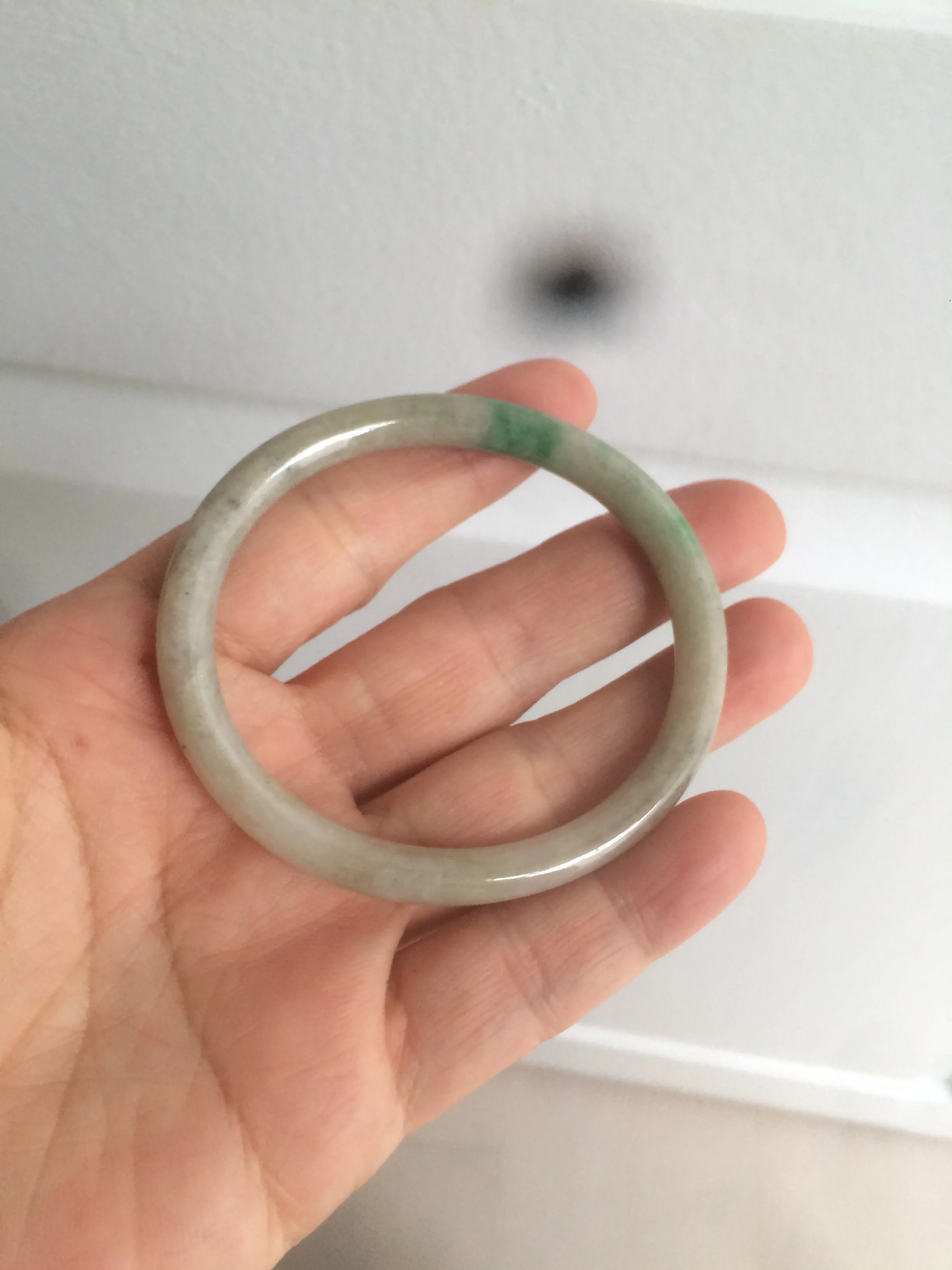 48mm certified Type A 100% Natural sunny green/dark green/gray/black round cut Jadeite Jade bangle am64-6622
