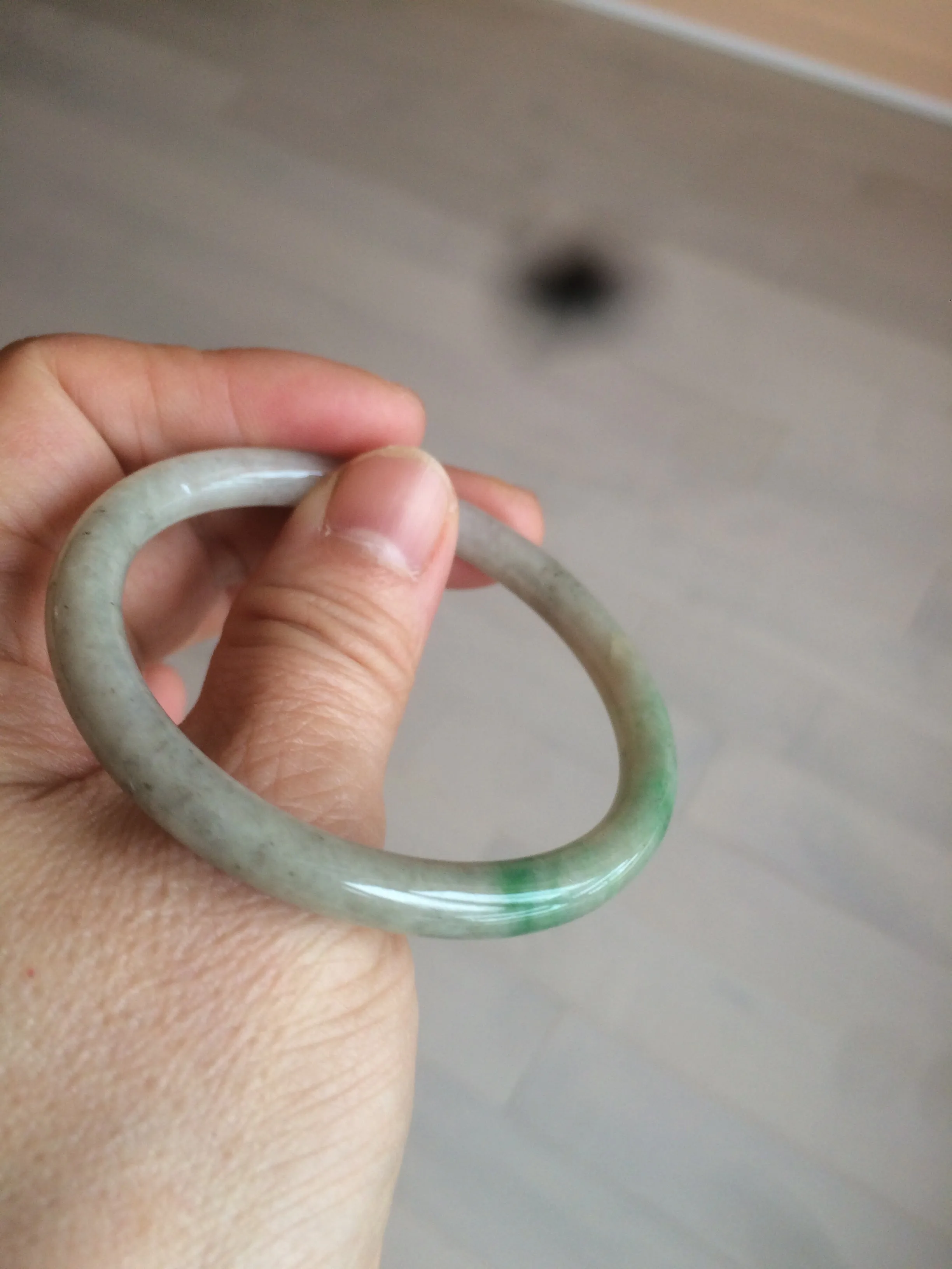 48mm certified Type A 100% Natural sunny green/dark green/gray/black round cut Jadeite Jade bangle am64-6622