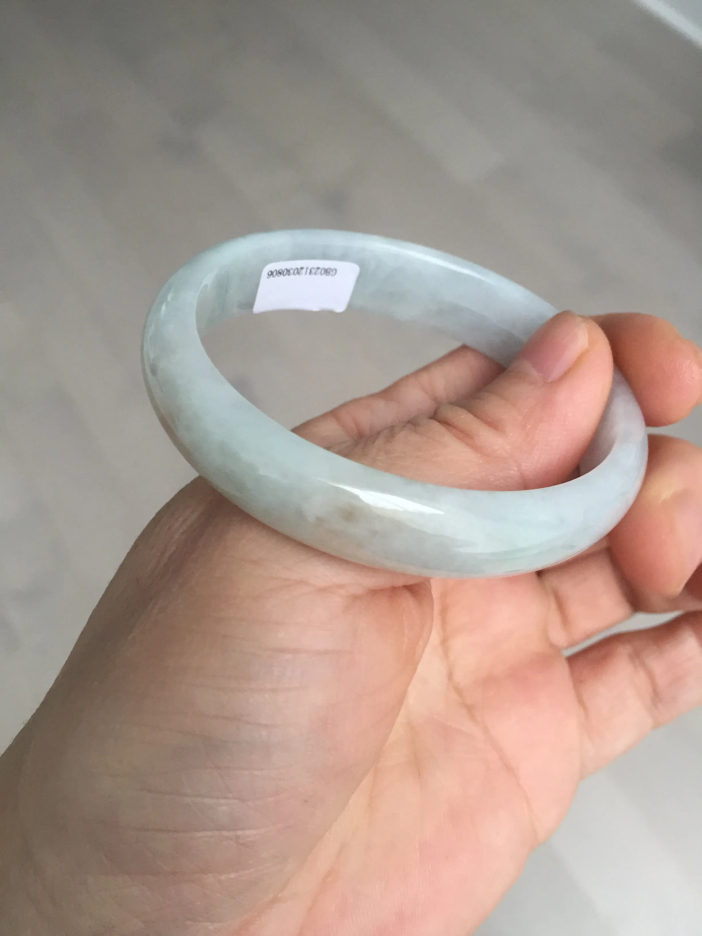 49mm Certified Type A 100% Natural light green red oval Jadeite Jade bangle BM68