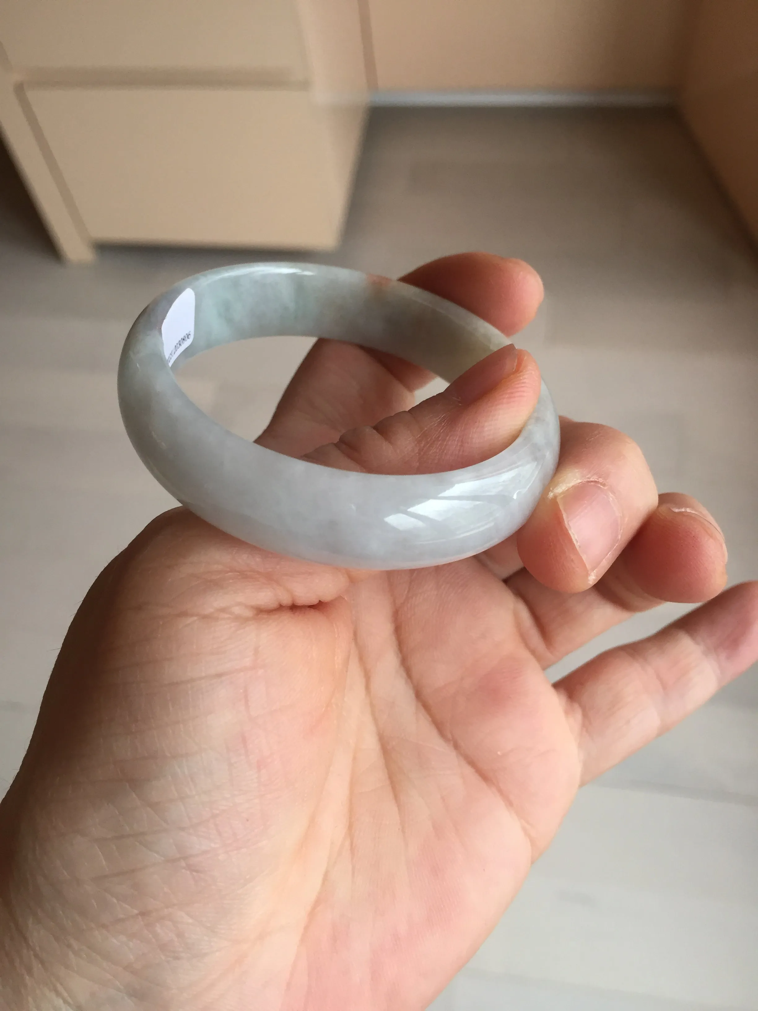 49mm Certified Type A 100% Natural light green red oval Jadeite Jade bangle BM68