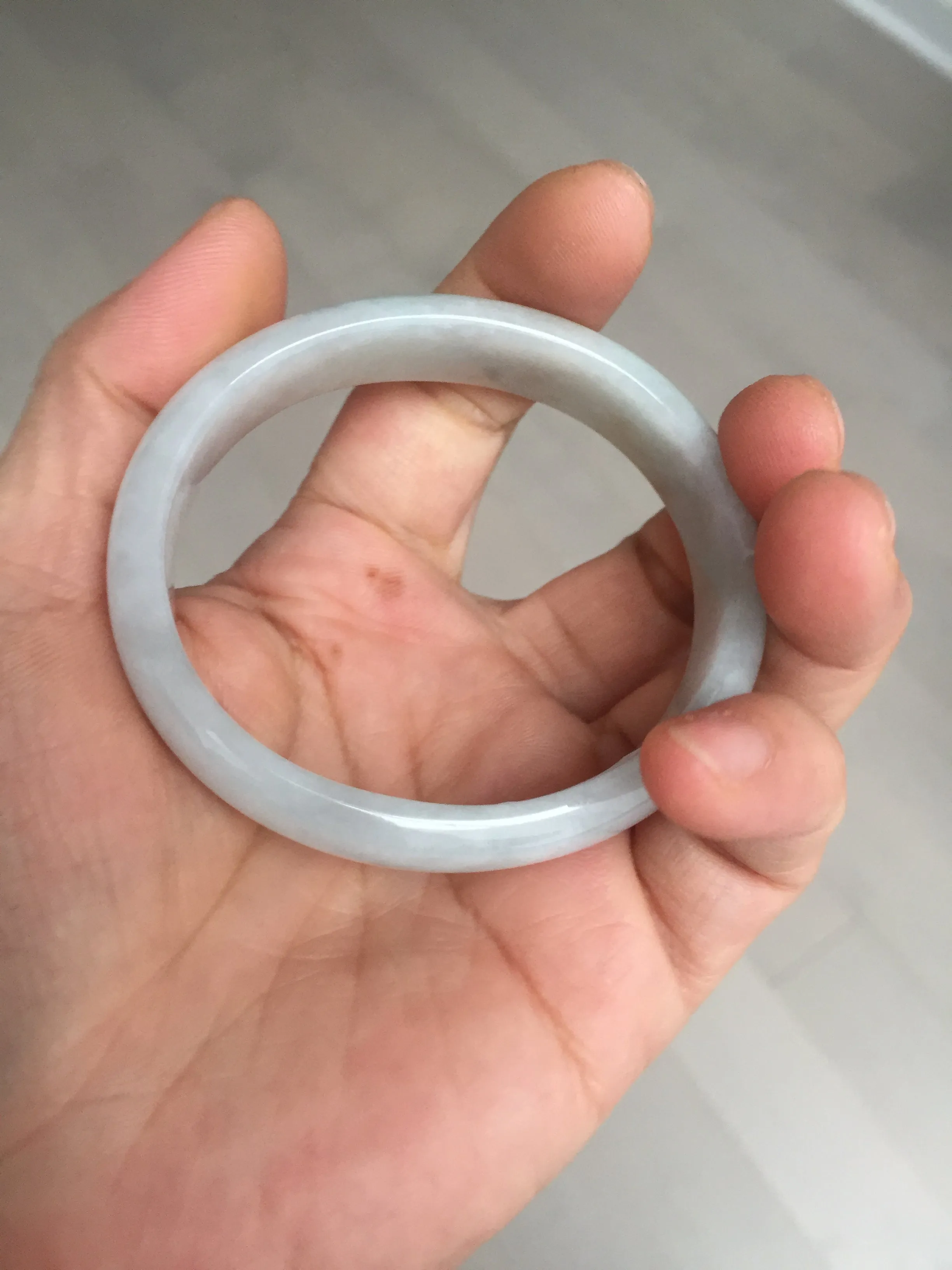 49mm Certified Type A 100% Natural light green red oval Jadeite Jade bangle BM68