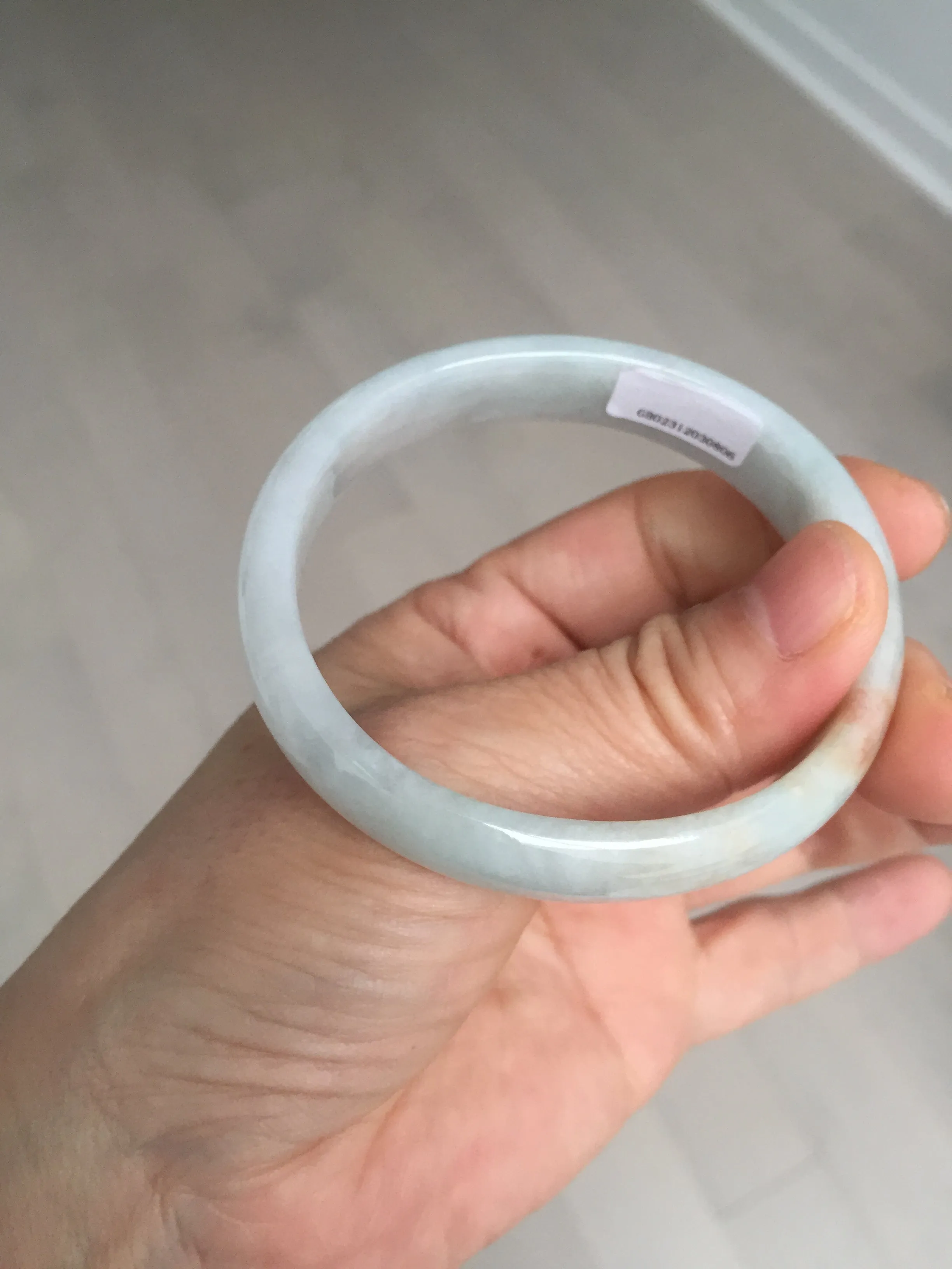 49mm Certified Type A 100% Natural light green red oval Jadeite Jade bangle BM68