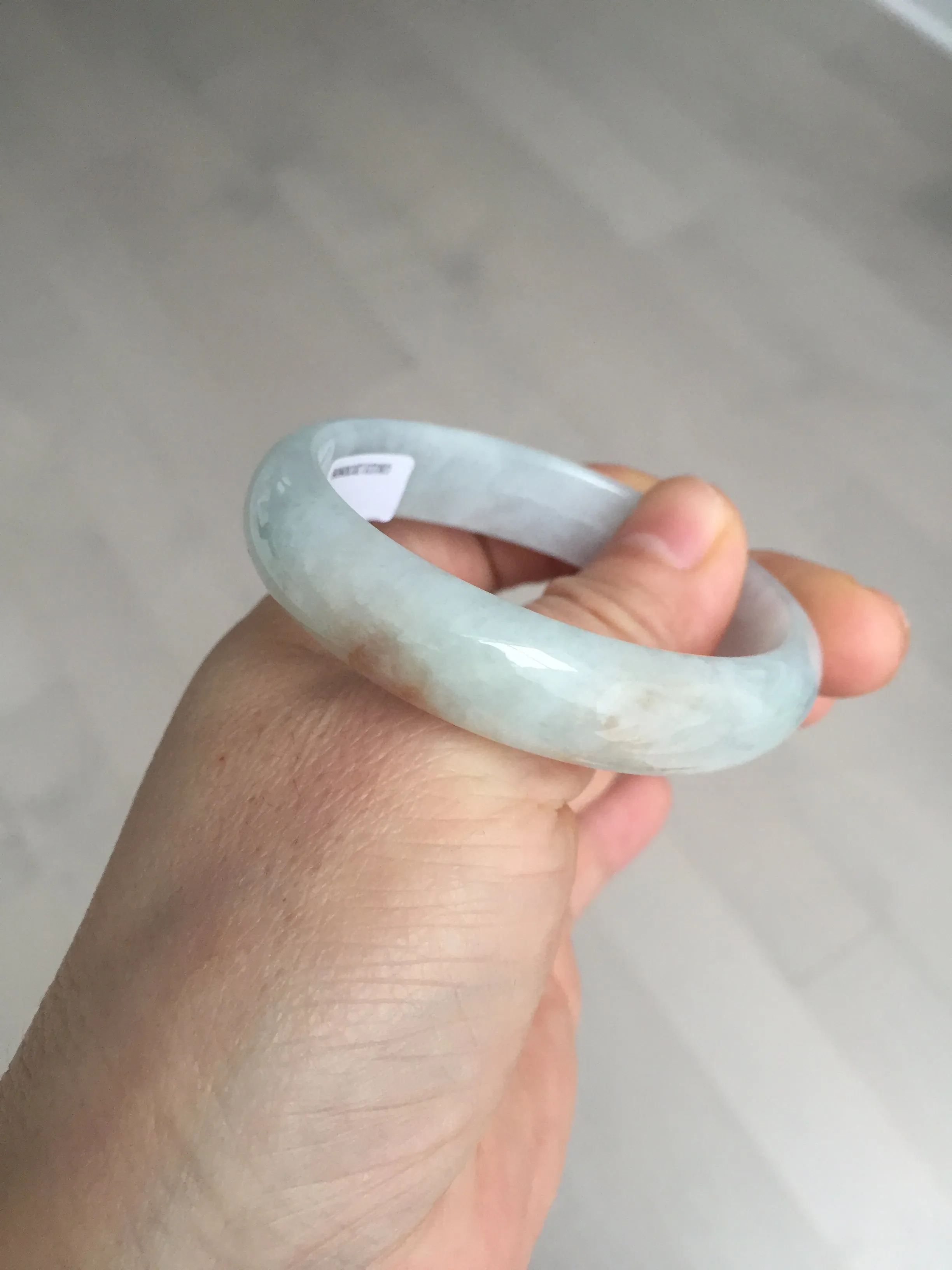 49mm Certified Type A 100% Natural light green red oval Jadeite Jade bangle BM68