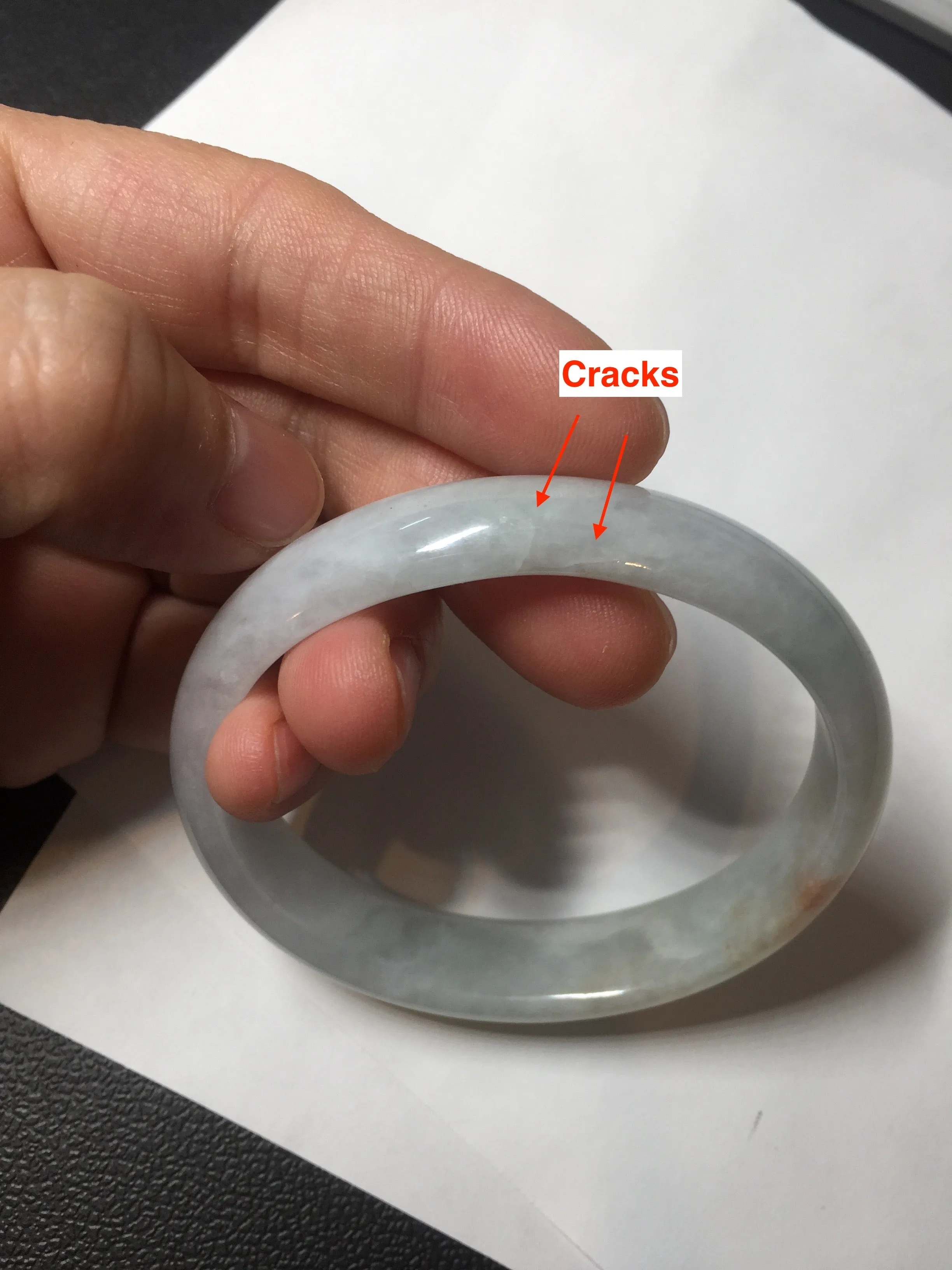 49mm Certified Type A 100% Natural light green red oval Jadeite Jade bangle BM68