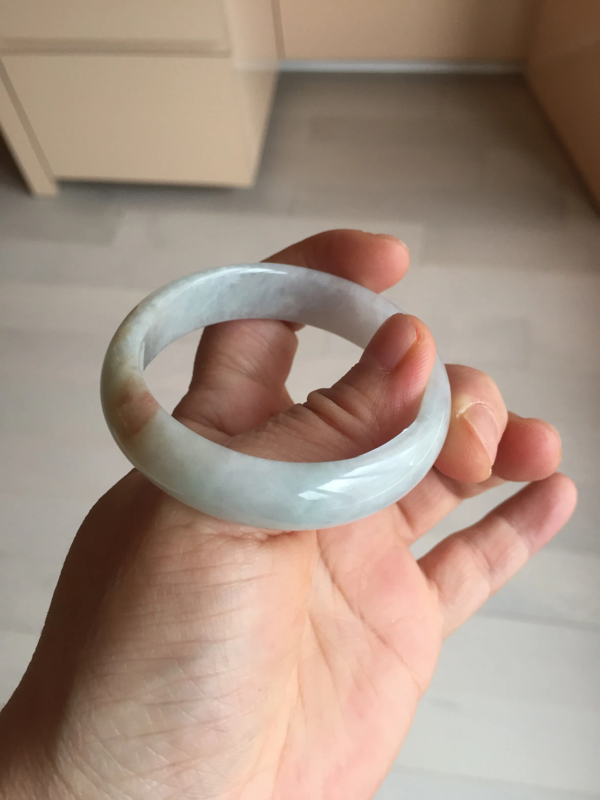 49mm Certified Type A 100% Natural light green red oval Jadeite Jade bangle BM68