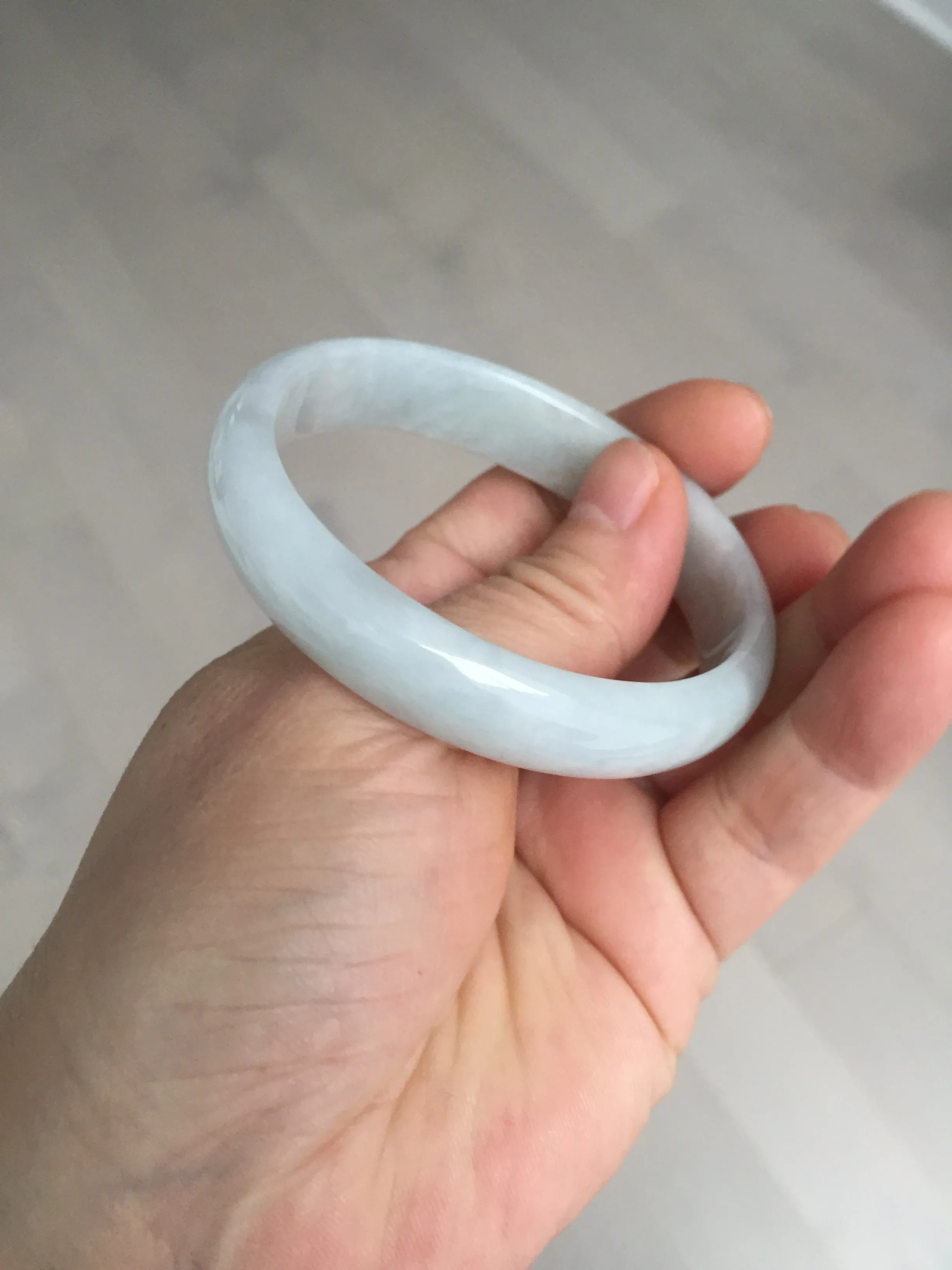 49mm Certified Type A 100% Natural light green red oval Jadeite Jade bangle BM68