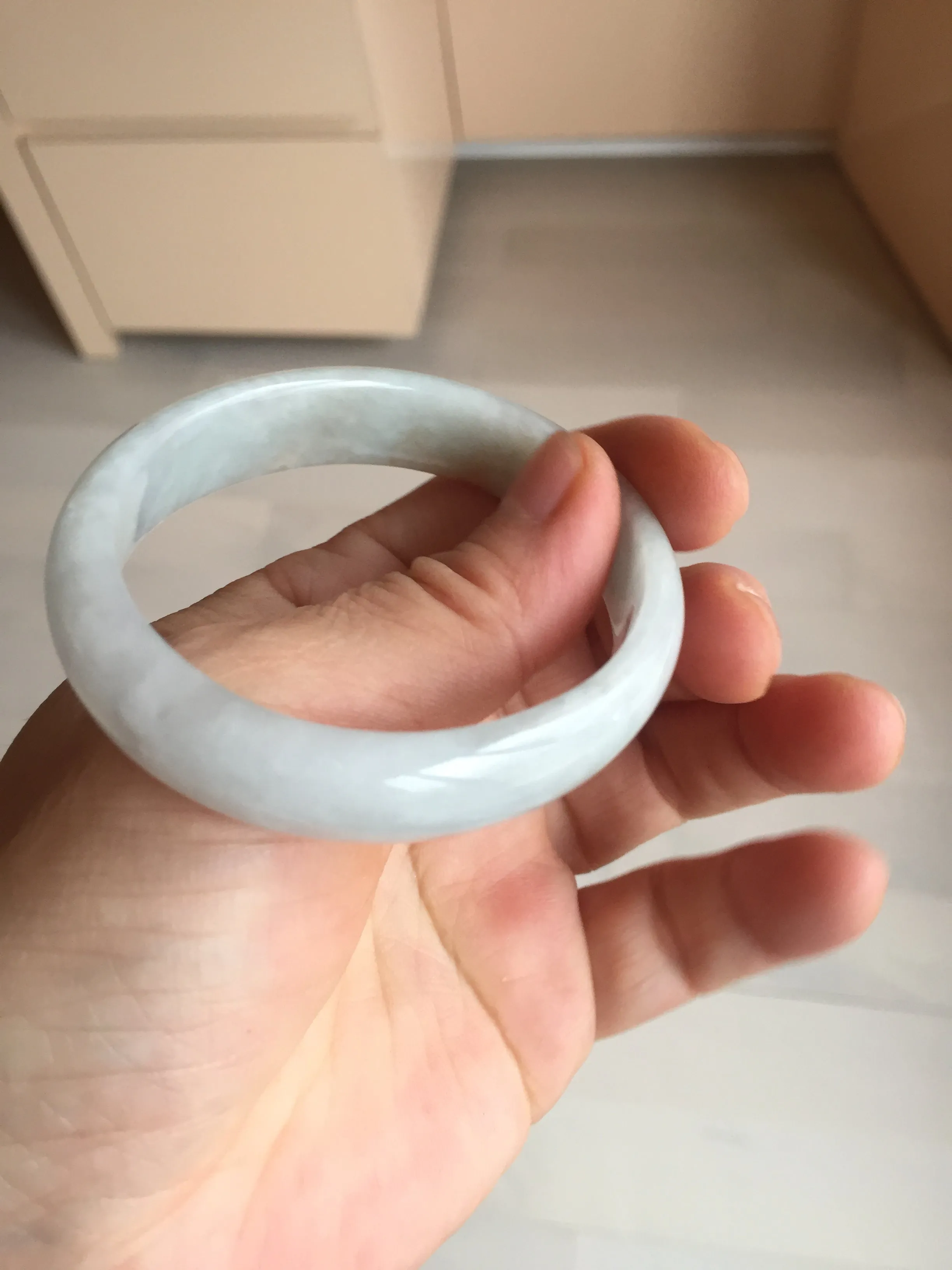 49mm Certified Type A 100% Natural light green red oval Jadeite Jade bangle BM68