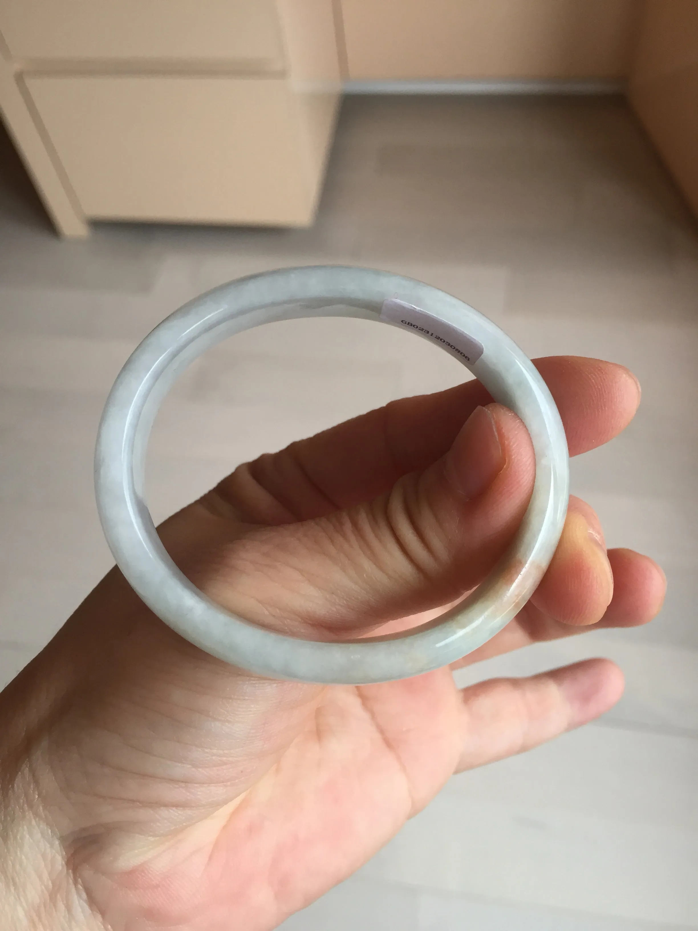 49mm Certified Type A 100% Natural light green red oval Jadeite Jade bangle BM68
