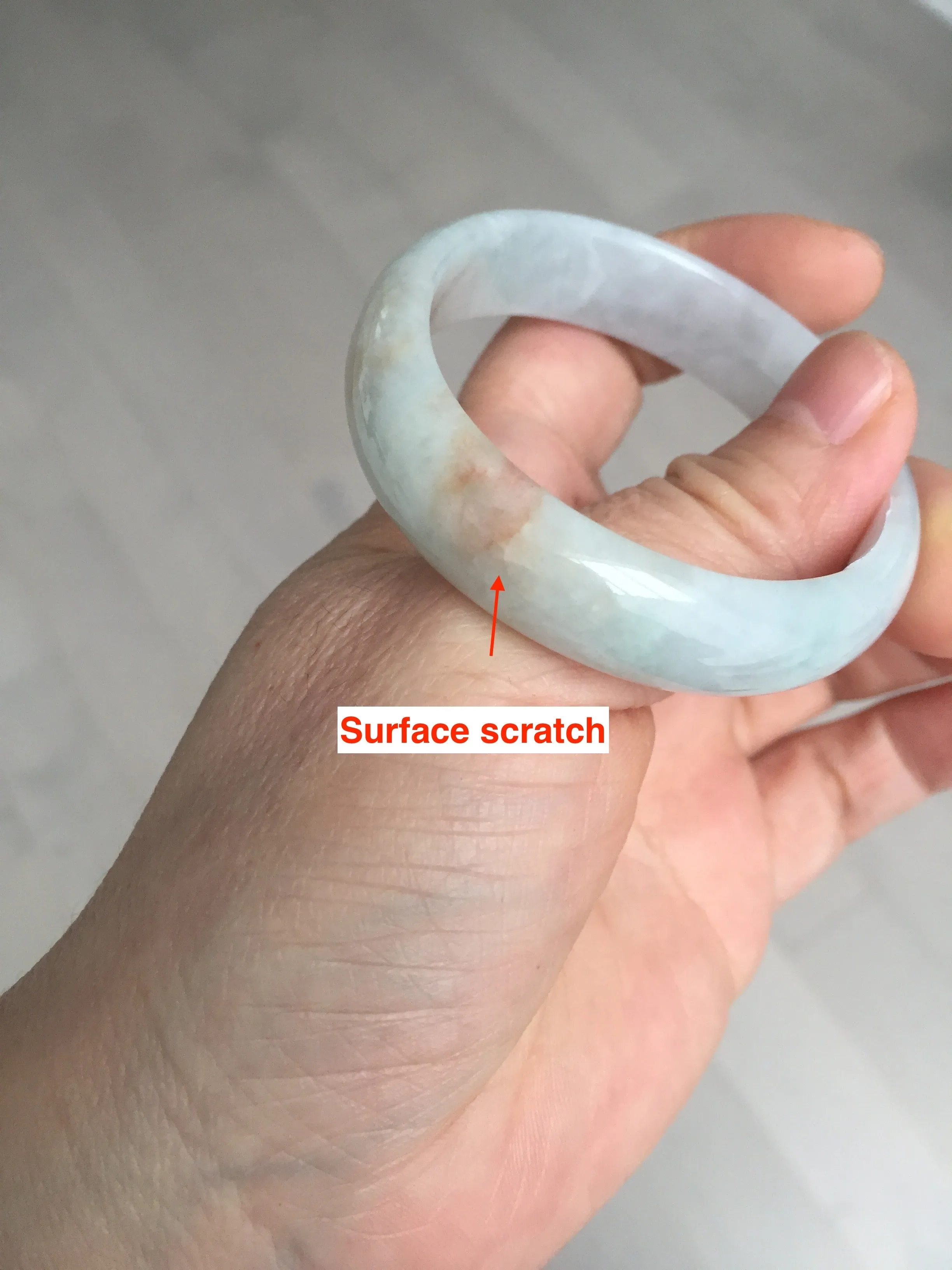 49mm Certified Type A 100% Natural light green red oval Jadeite Jade bangle BM68