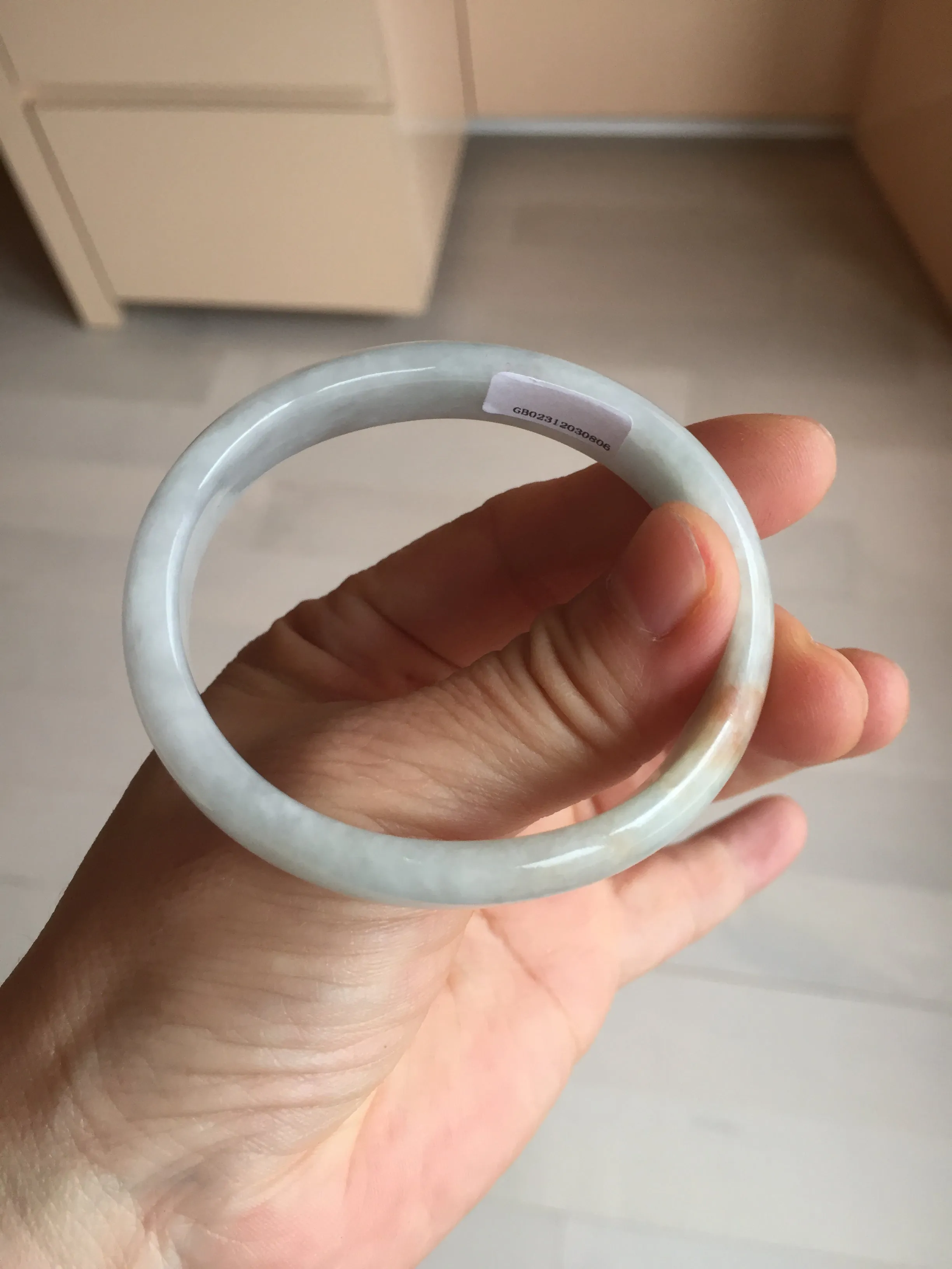 49mm Certified Type A 100% Natural light green red oval Jadeite Jade bangle BM68