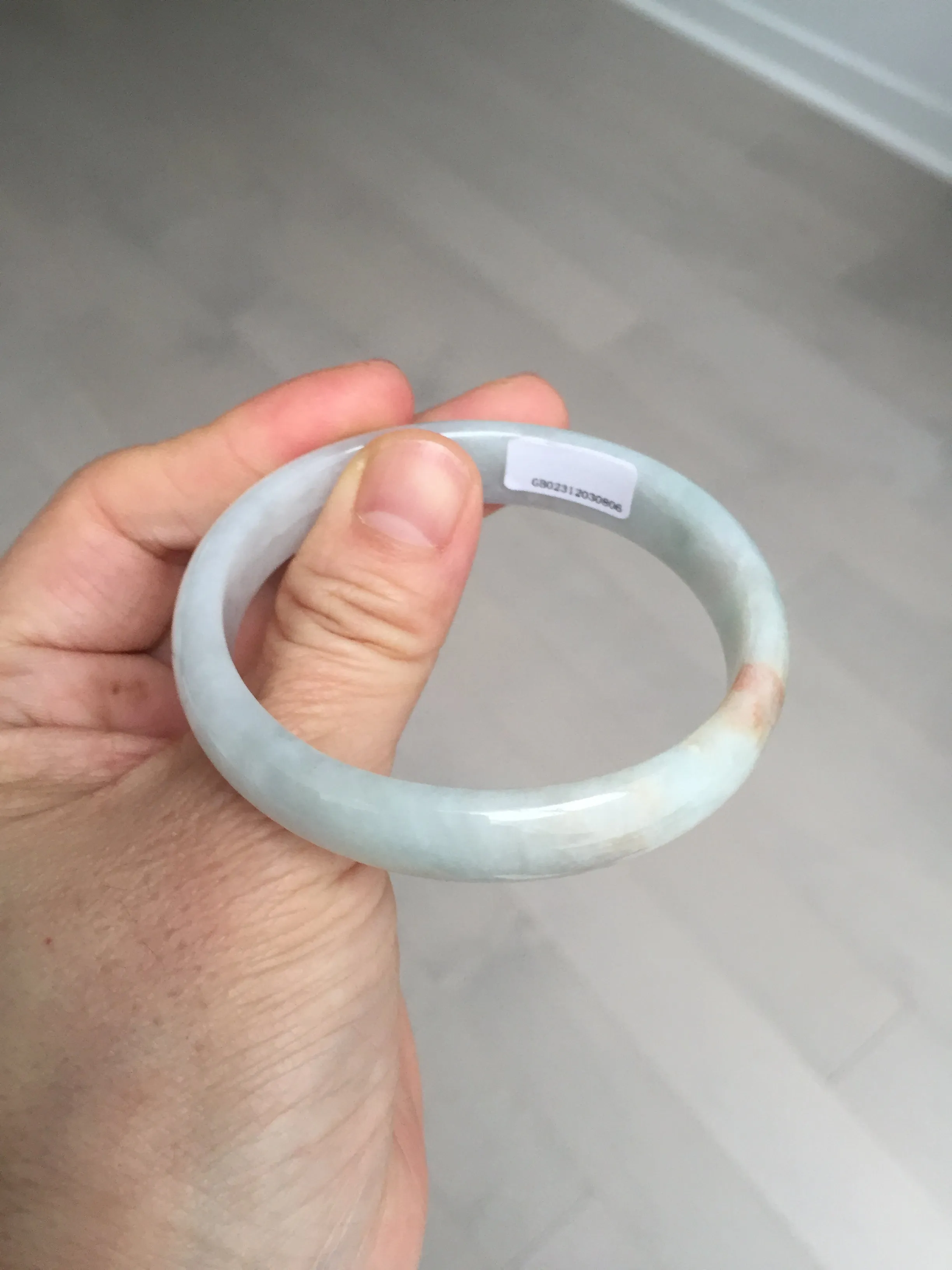 49mm Certified Type A 100% Natural light green red oval Jadeite Jade bangle BM68