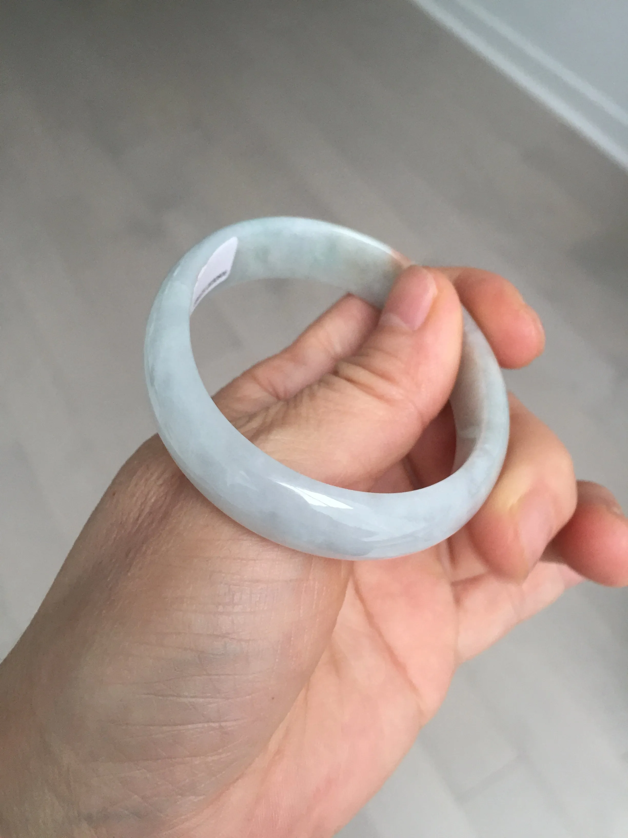 49mm Certified Type A 100% Natural light green red oval Jadeite Jade bangle BM68