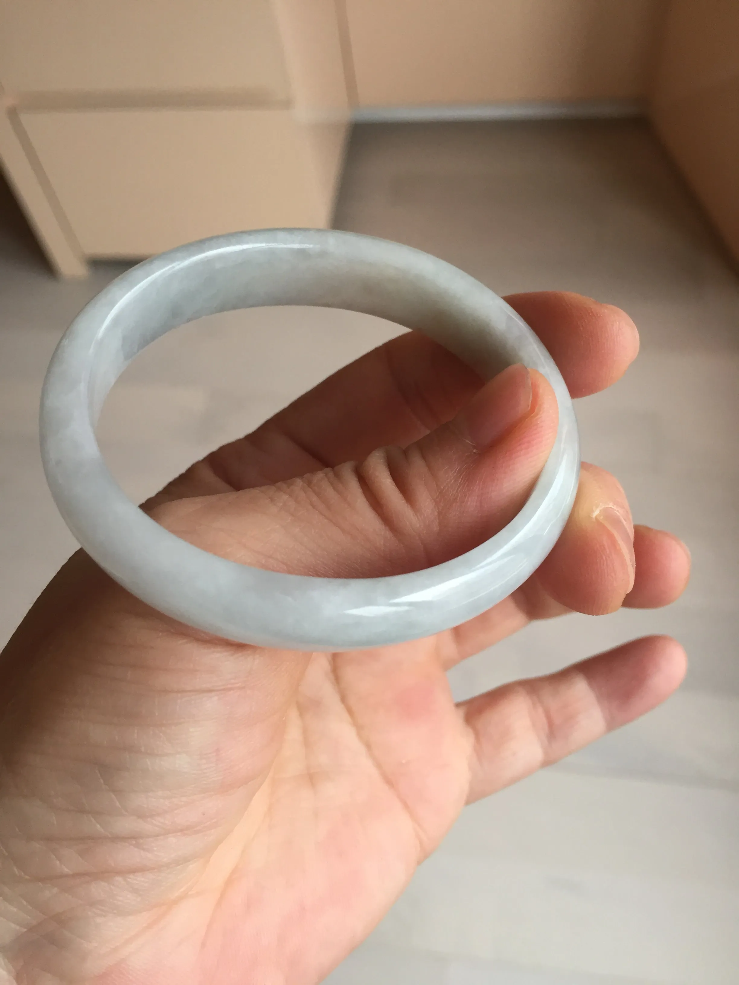 49mm Certified Type A 100% Natural light green red oval Jadeite Jade bangle BM68