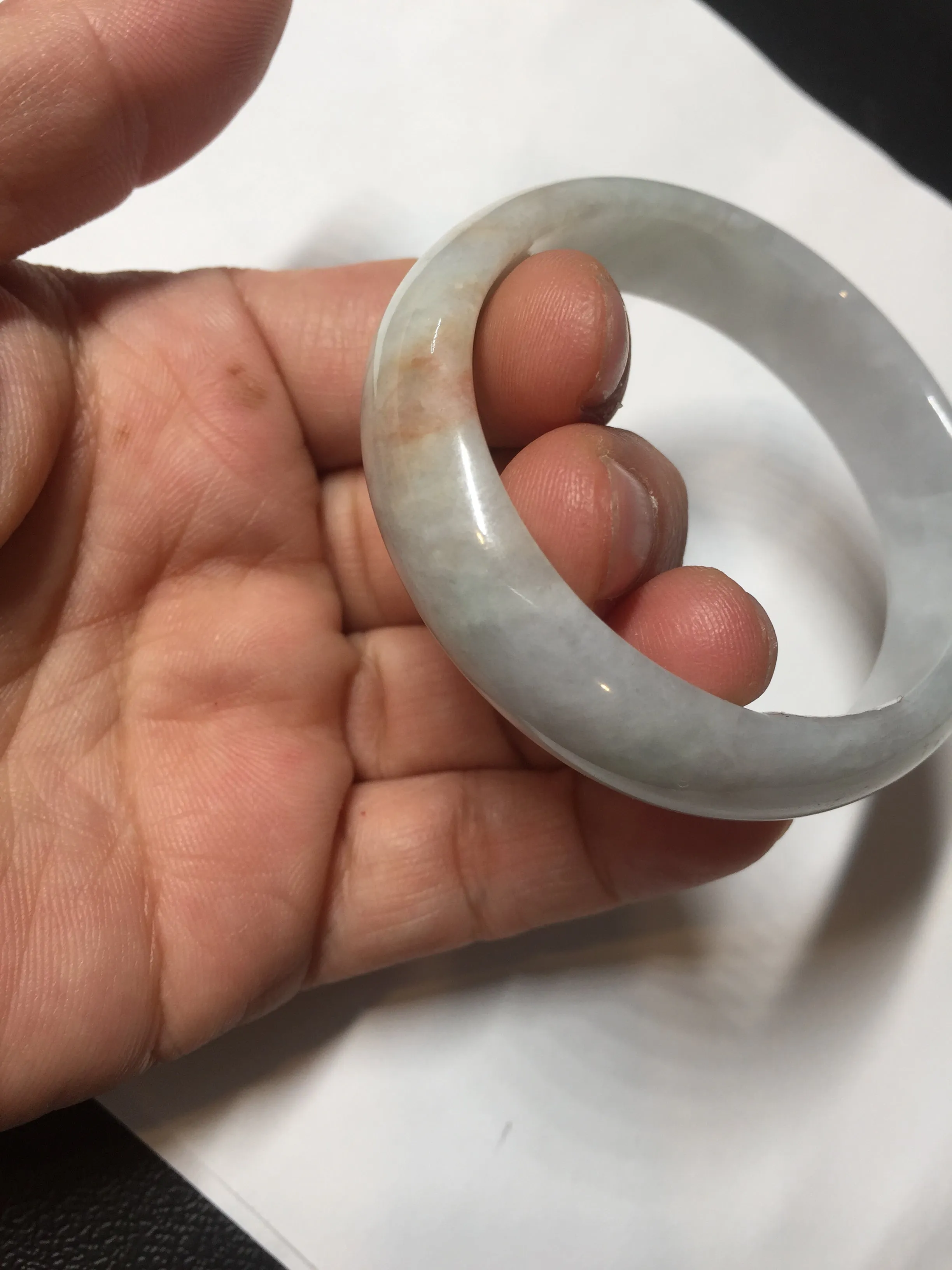 49mm Certified Type A 100% Natural light green red oval Jadeite Jade bangle BM68