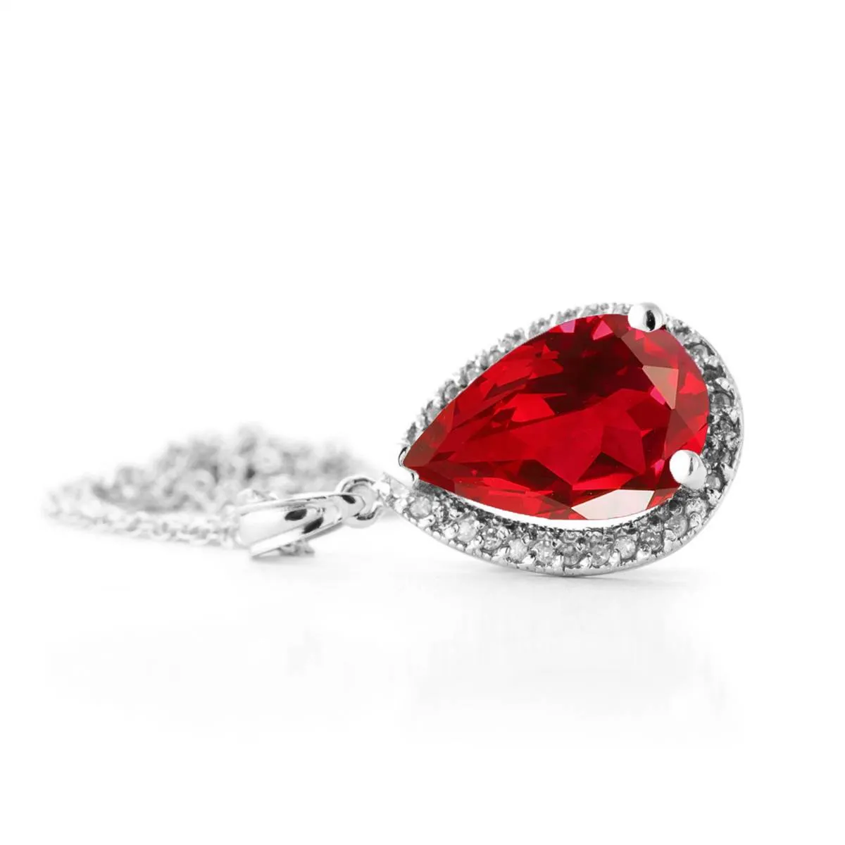 5.51 Carat 14K Solid White Gold Rouge Ruby Diamond Necklace