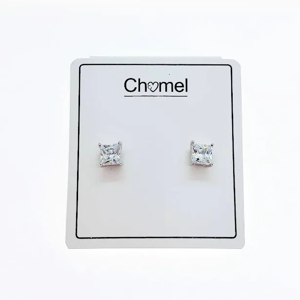 5mm Princess Cut Cubic Zirconia Solitaire Stud Earring