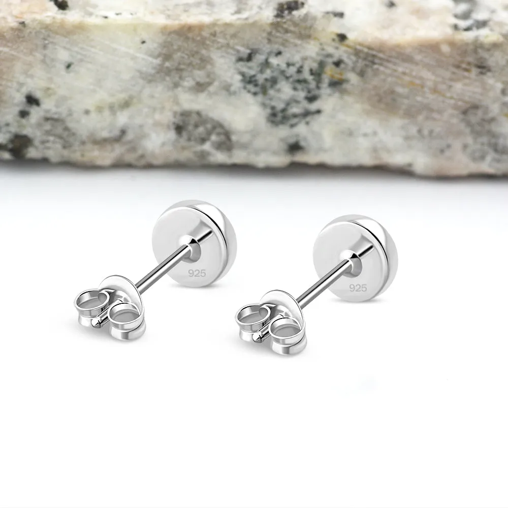 5mm | Round Black Onyx Silver Stud Earrings