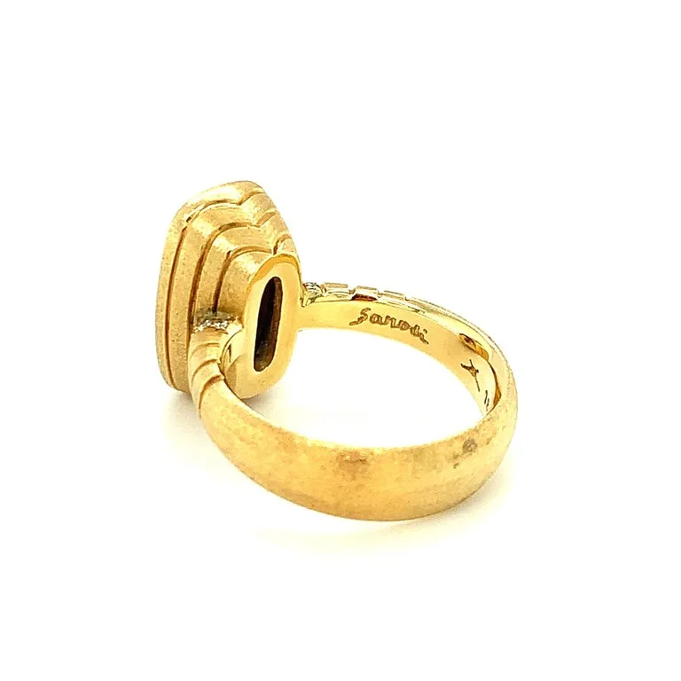 6.09 Carat Tanzanite and Diamond Ring, 18K Yellow Gold
