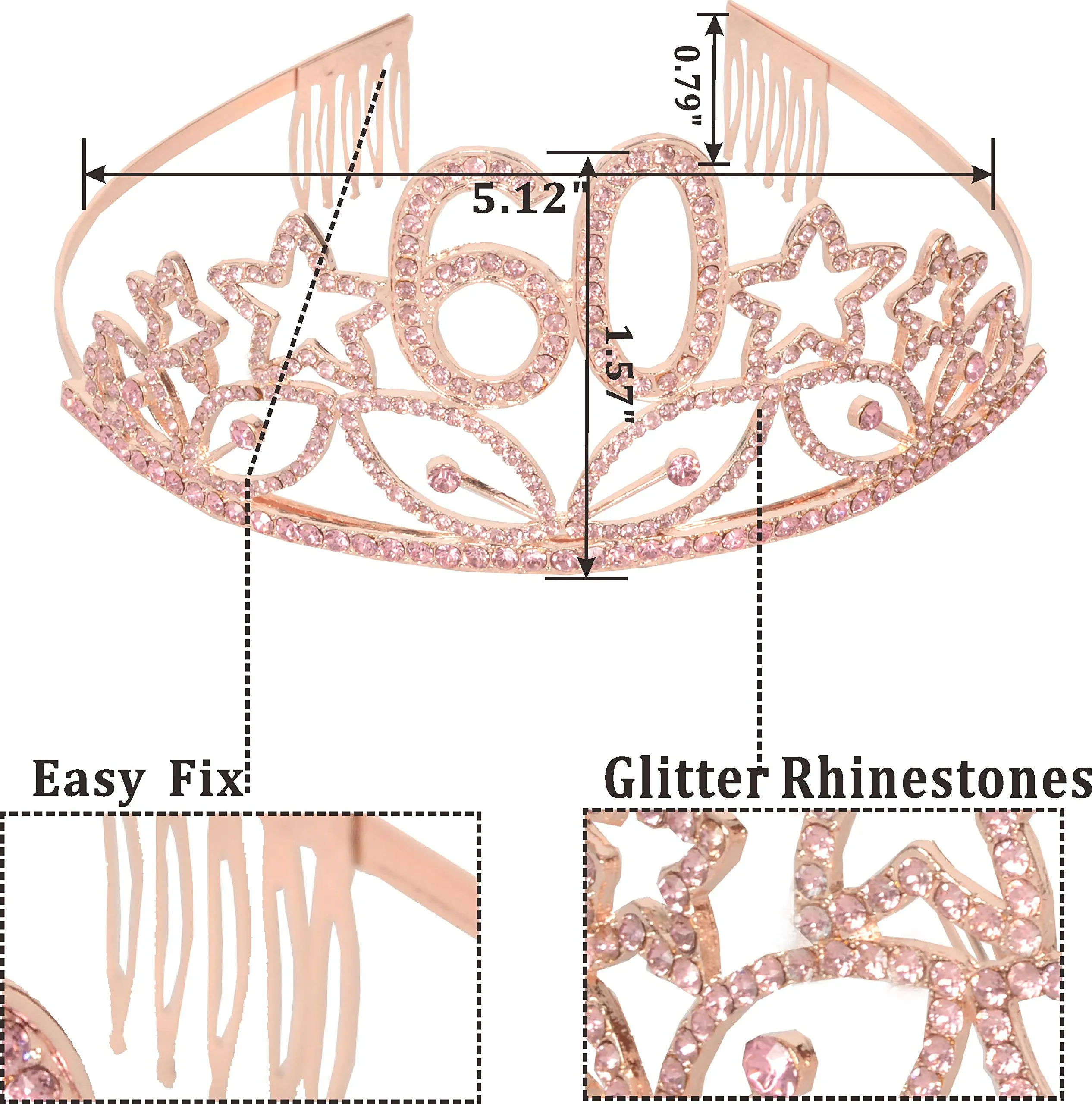 60th Birthday Gifts for Women, 60th Birthday Tiara and Sash, Happy 60th Birthday Party